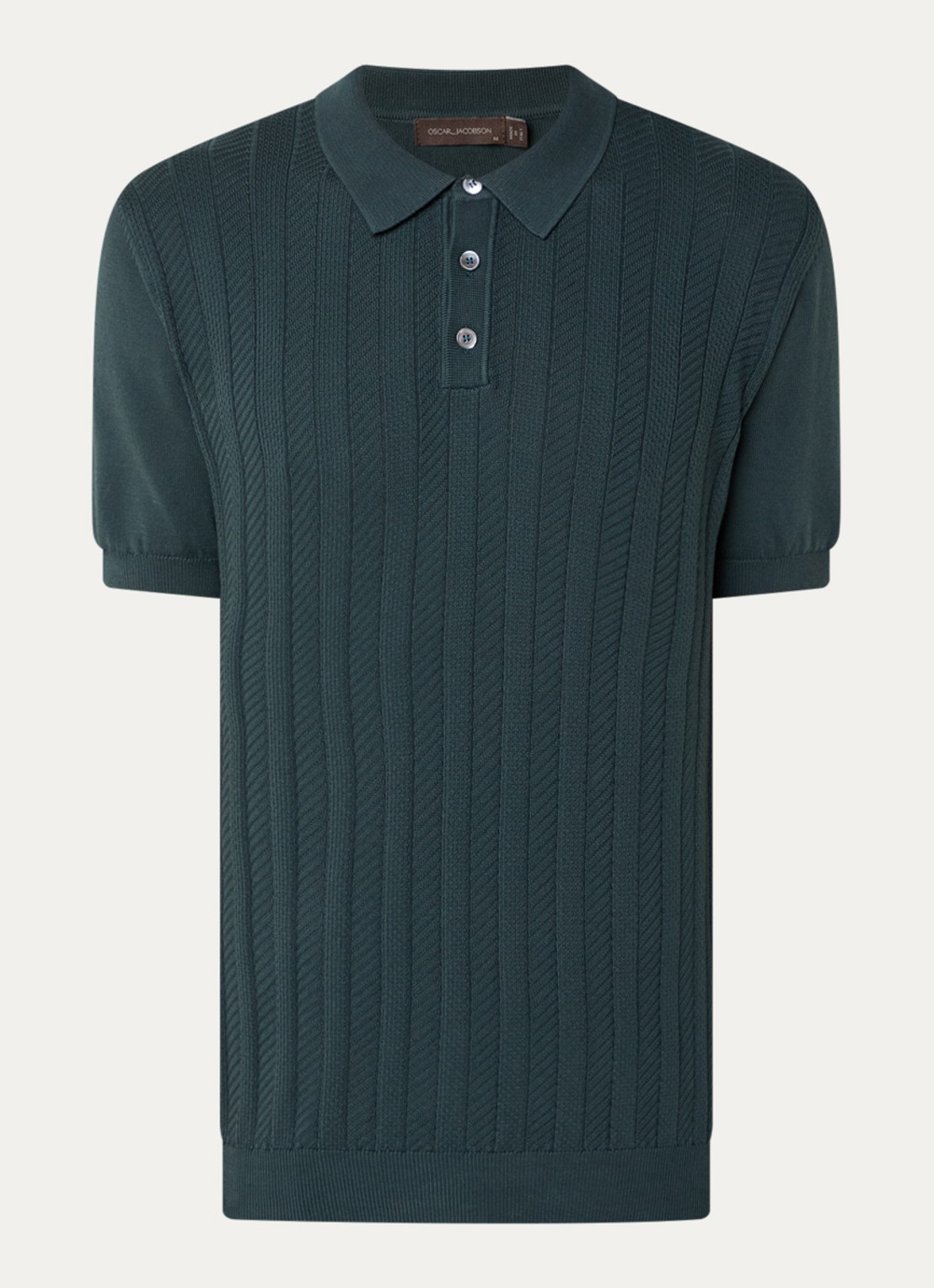Oscar Jacobson Barto regular fit polo met ingebreid patroon - voorkant groen