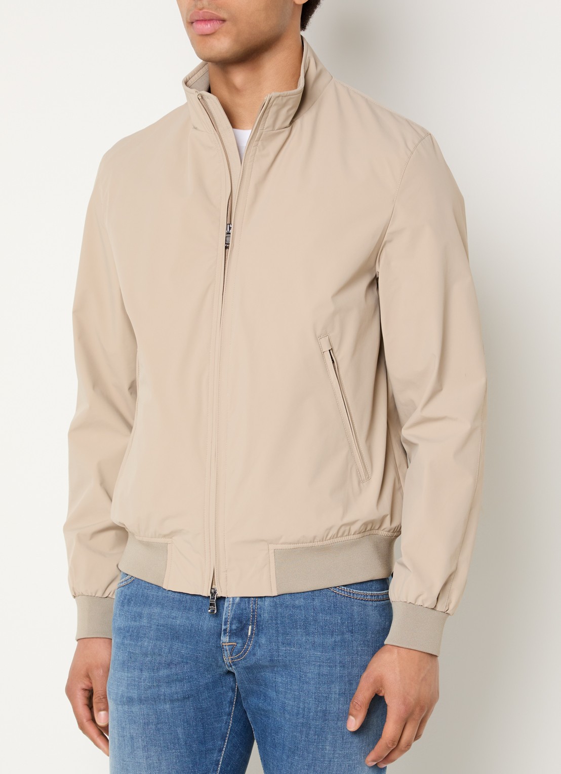 Oscar Jacobson Bomberjack met ritszakken - detail 3 beige