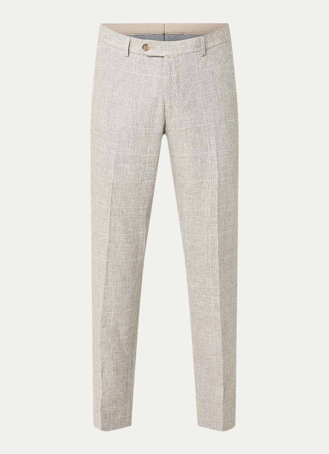 Oscar Jacobson Dandy pantalon in linnenblend met ruitdessin - voorkant lichtgrijs