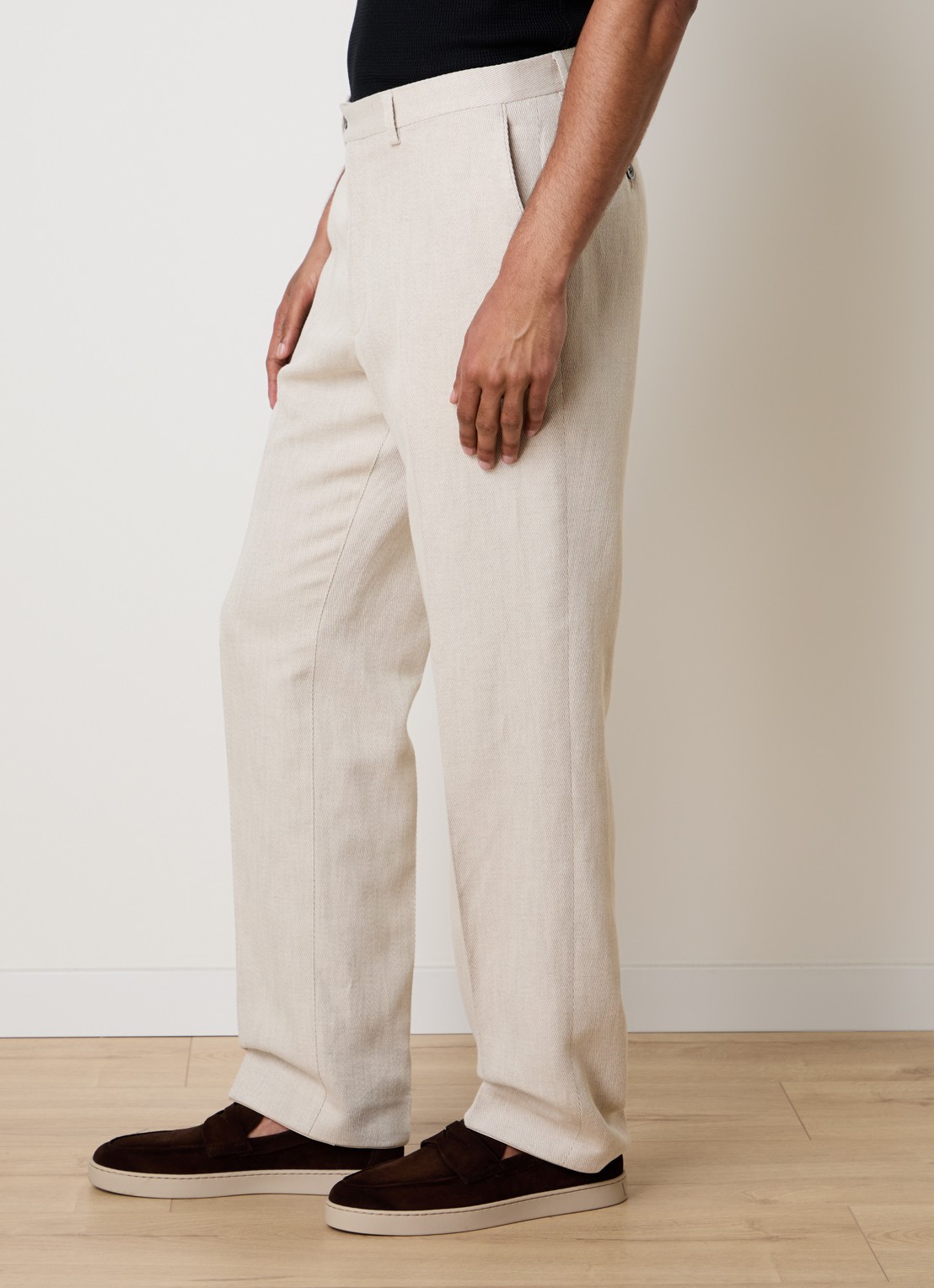 Oscar Jacobson Dandy straight fit pantalon in linnenblend - detail 5 beige