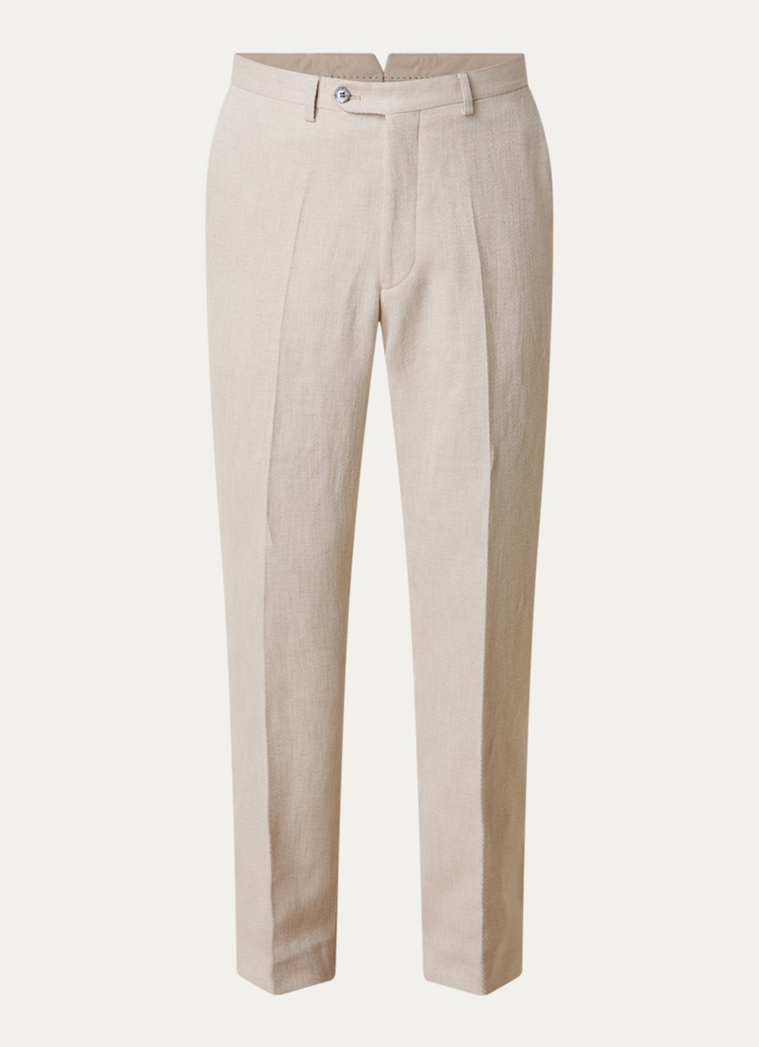 Oscar Jacobson Dandy straight fit pantalon in linnenblend - voorkant 2 beige