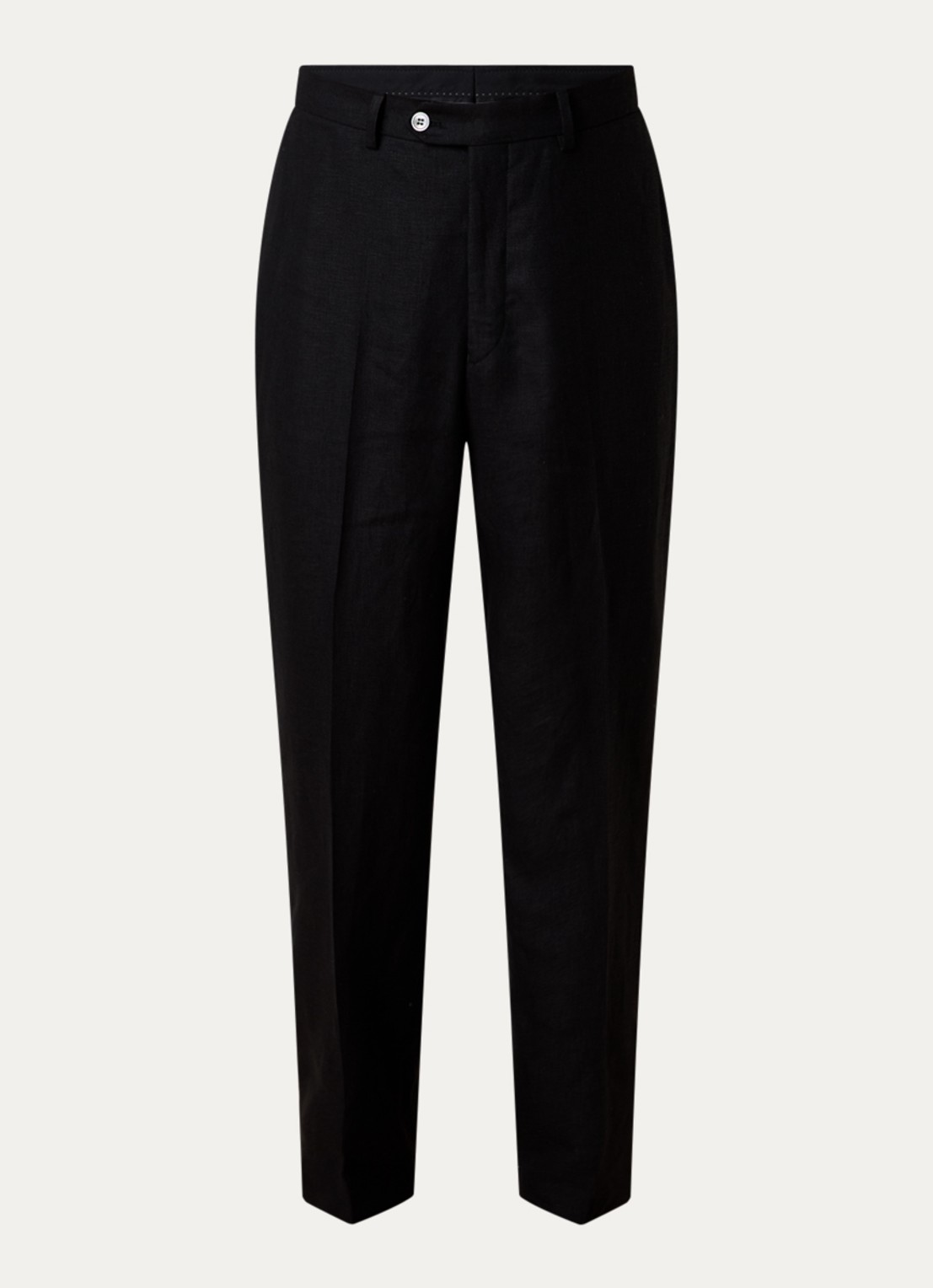 Oscar Jacobson Del S loose fit pantalon van linnen met steekzakken - voorkant zwart