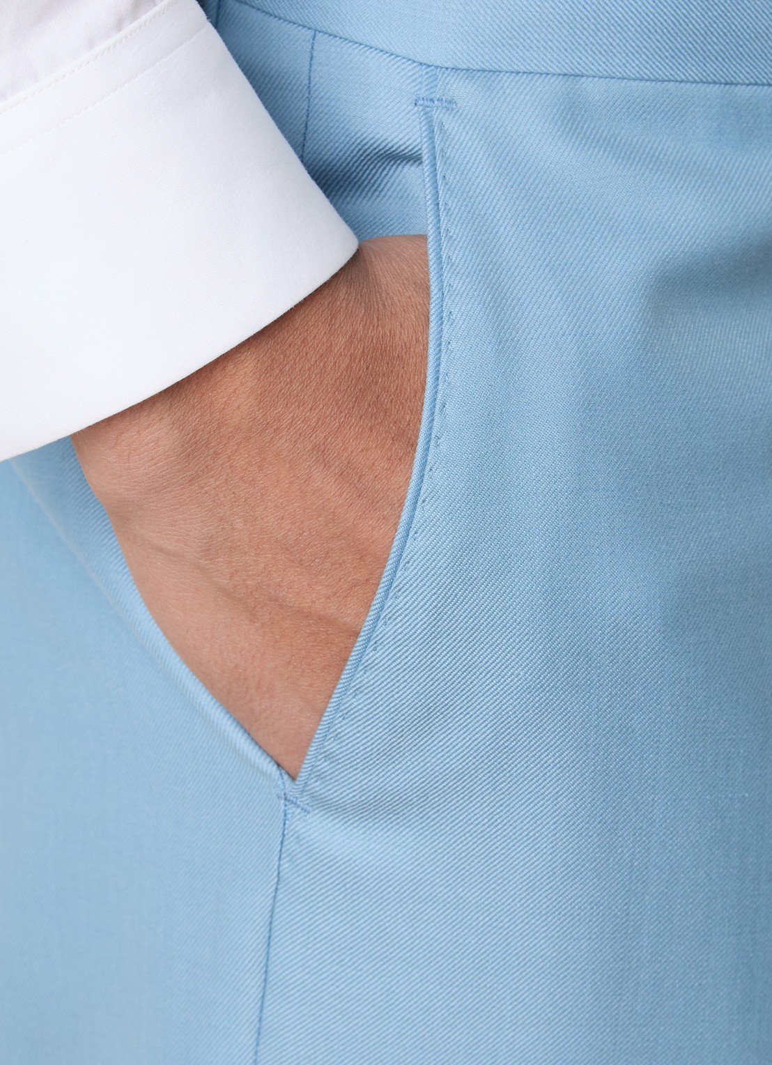 Oscar Jacobson Del straight fit pantalon van wol met steekzakken - detail 5 lichtblauw