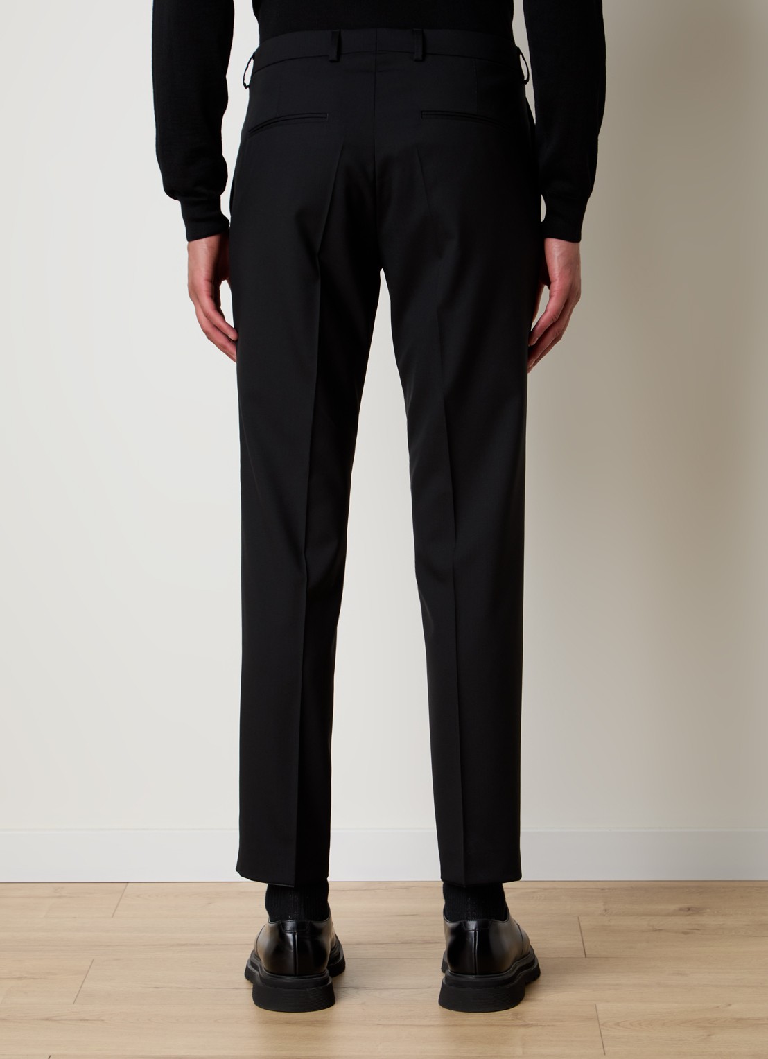 Oscar Jacobson Denz slim fit pantalon van wol met steekzakken - achterkant 3 zwart