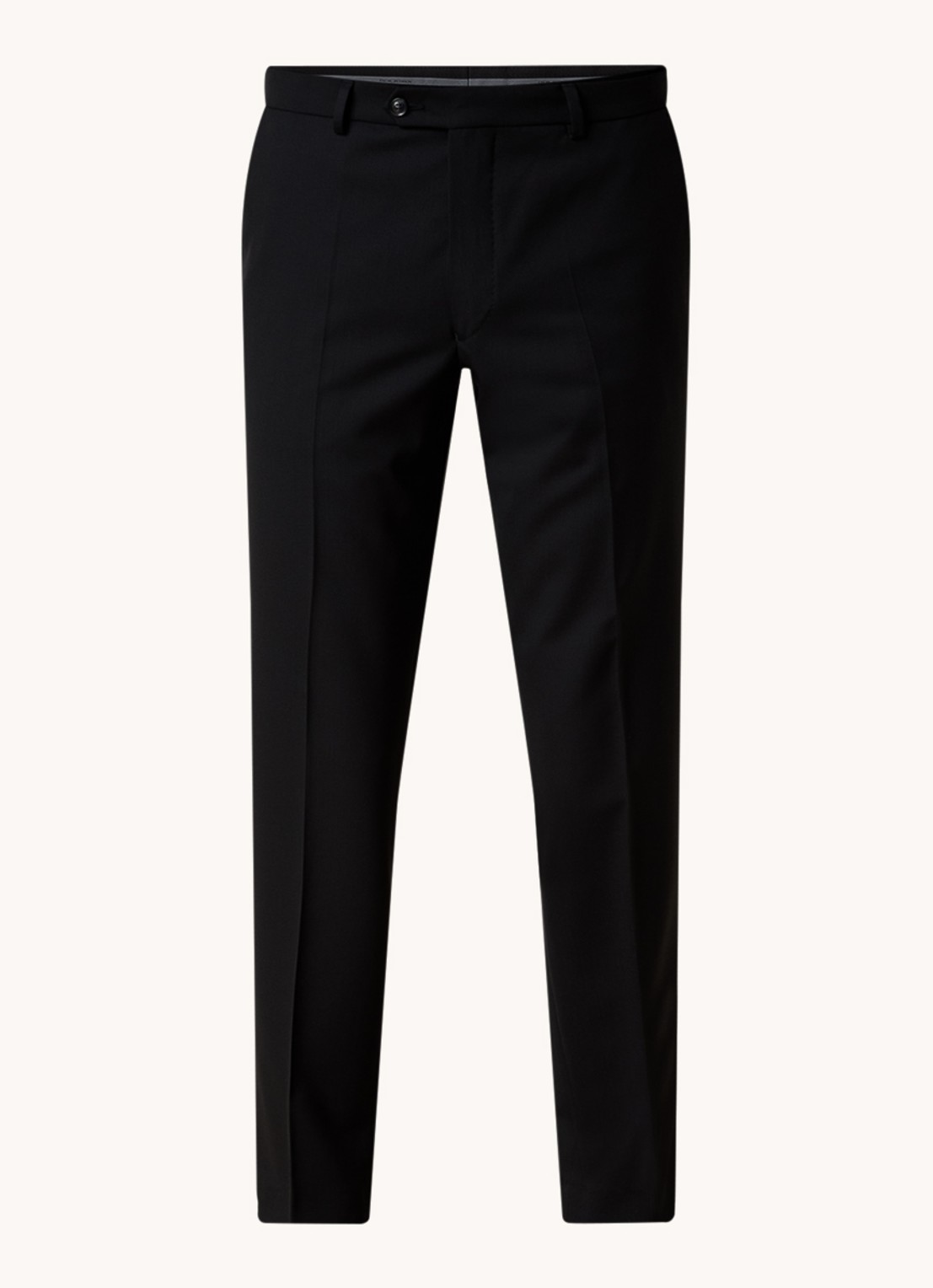 Oscar Jacobson Denz slim fit pantalon van wol met steekzakken - voorkant zwart