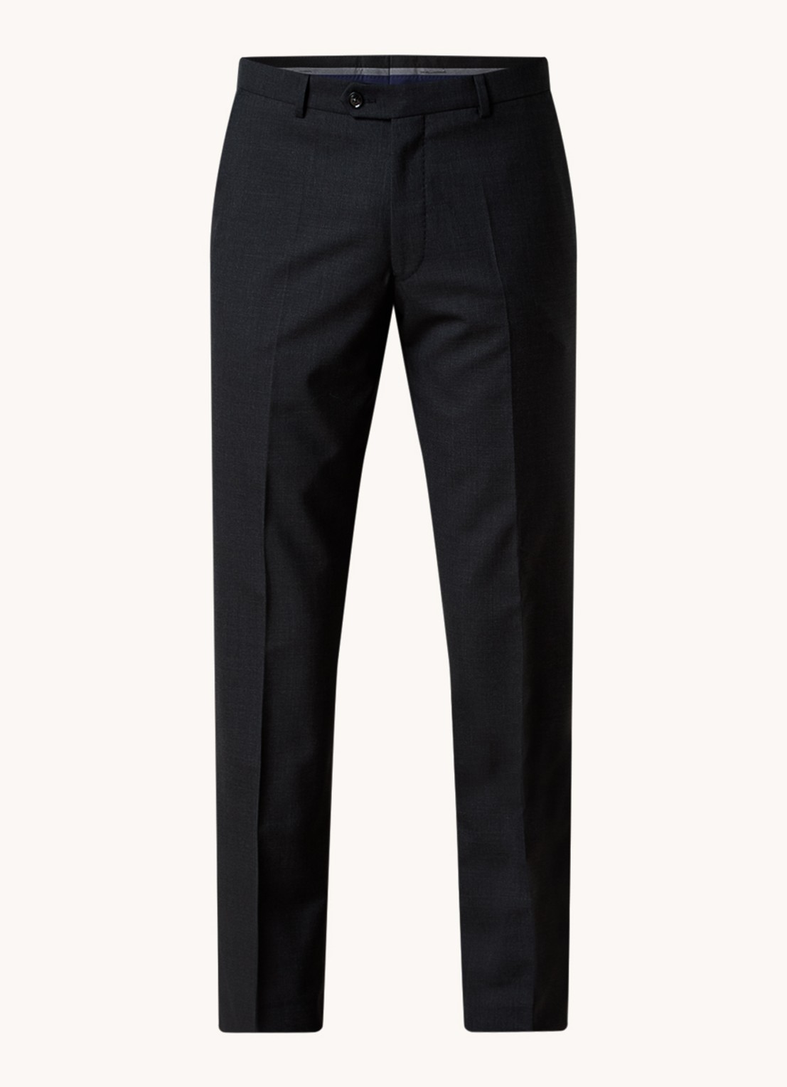 Oscar Jacobson Denz slim fit pantalon van wol met steekzakken - voorkant 6 donkergrijs