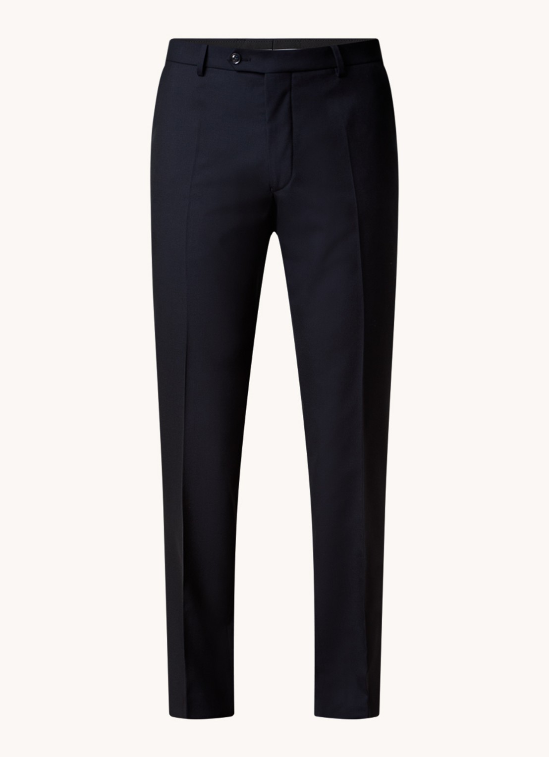Oscar Jacobson Denz slim fit pantalon van wol met steekzakken - voorkant donkerblauw
