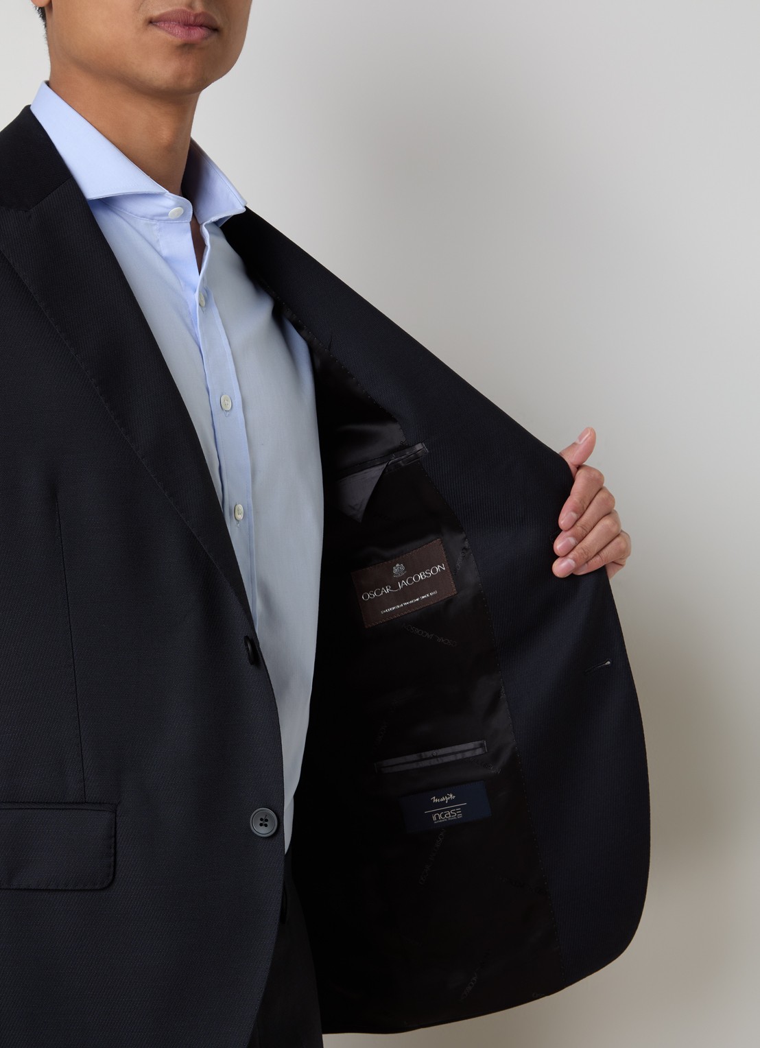 Oscar Jacobson Faron regular fit colbert van wol met klepzakken - detail 5 donkerblauw