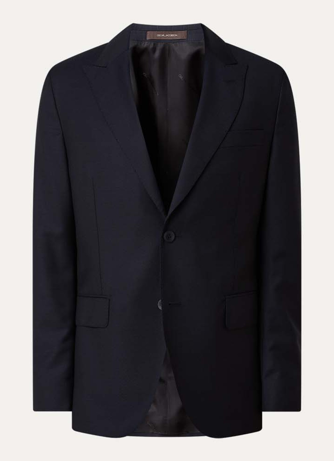 Oscar Jacobson Faron regular fit colbert van wol met klepzakken - voorkant 2 donkerblauw