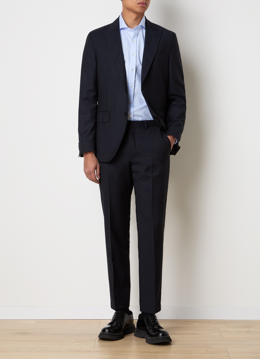 Oscar Jacobson Faron regular fit colbert van wol met klepzakken - voorkant 3 donkerblauw