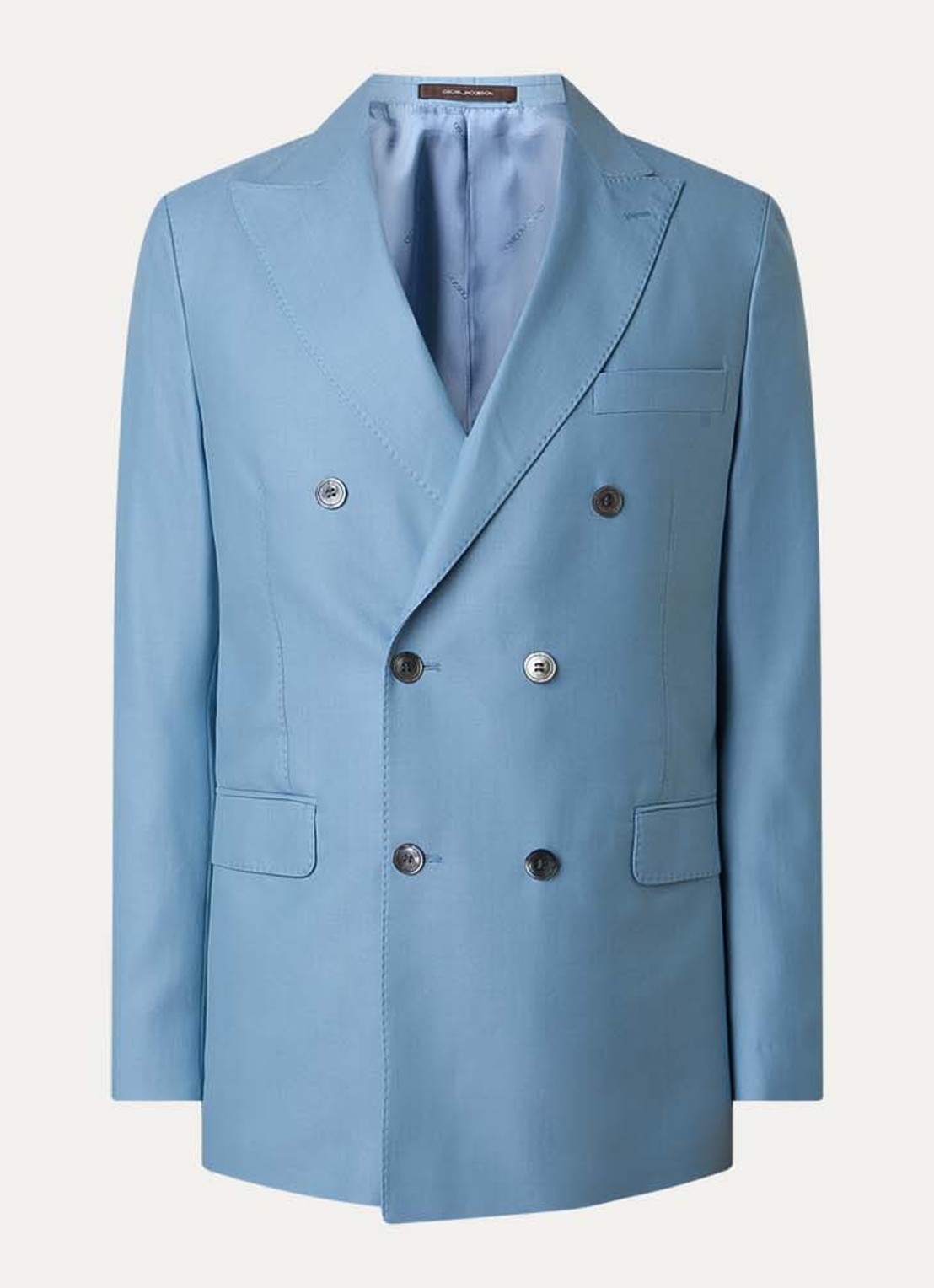 Oscar Jacobson Farris regular fit double-breasted colbert van wol met klepzakken - voorkant 6 lichtblauw