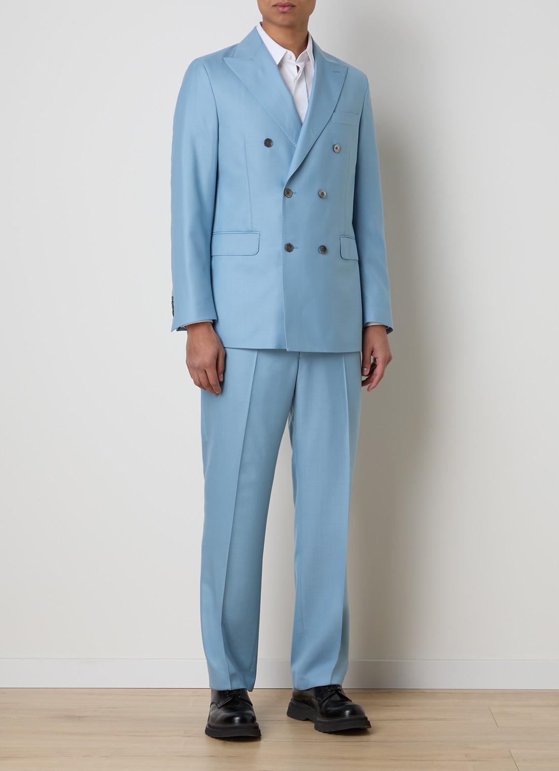 Oscar Jacobson Farris regular fit double-breasted colbert van wol met klepzakken - voorkant 7 lichtblauw