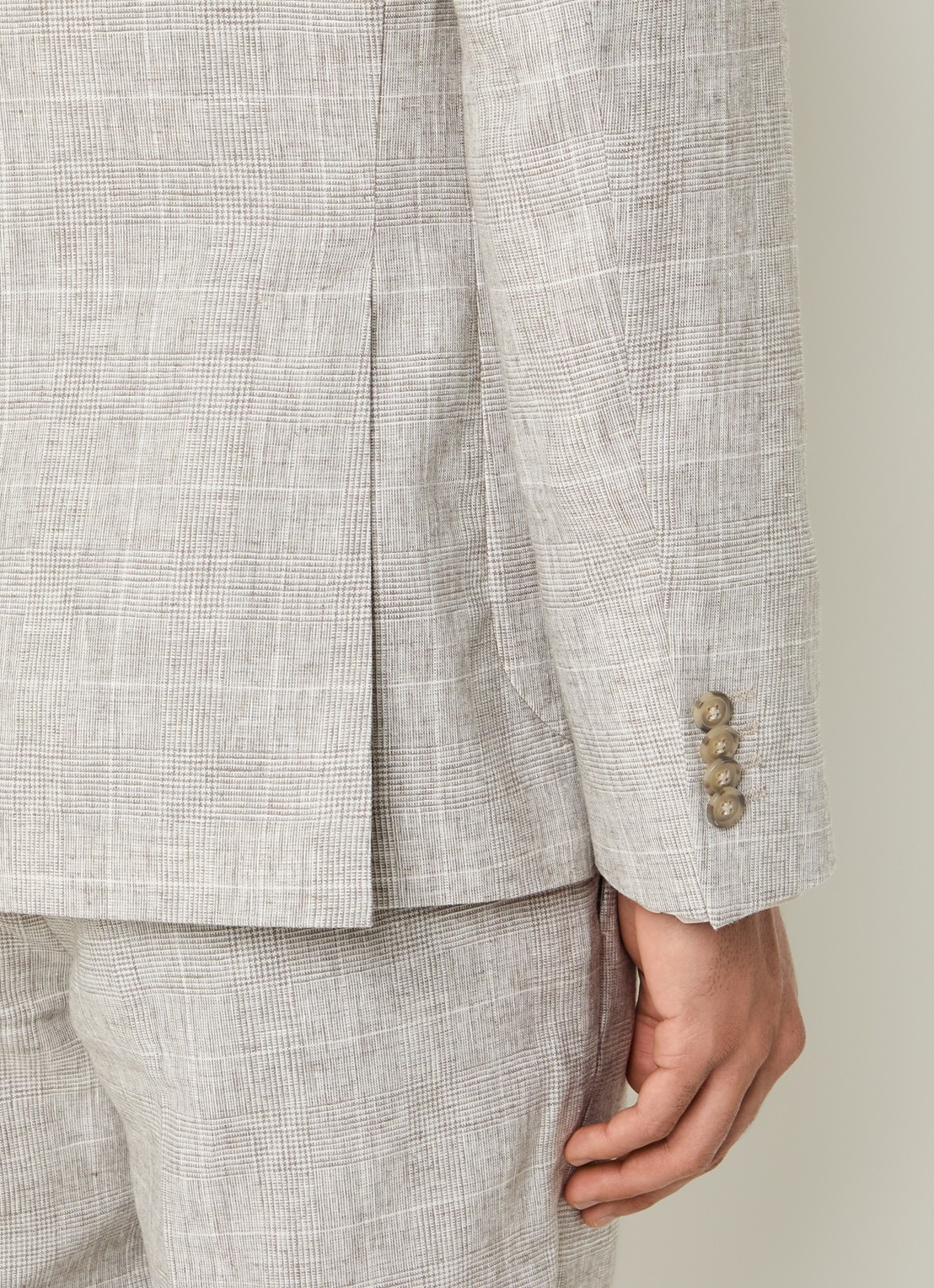 Oscar Jacobson Ferry colbert met ruitdessin en opgestikte zakken  - detail 6 beige