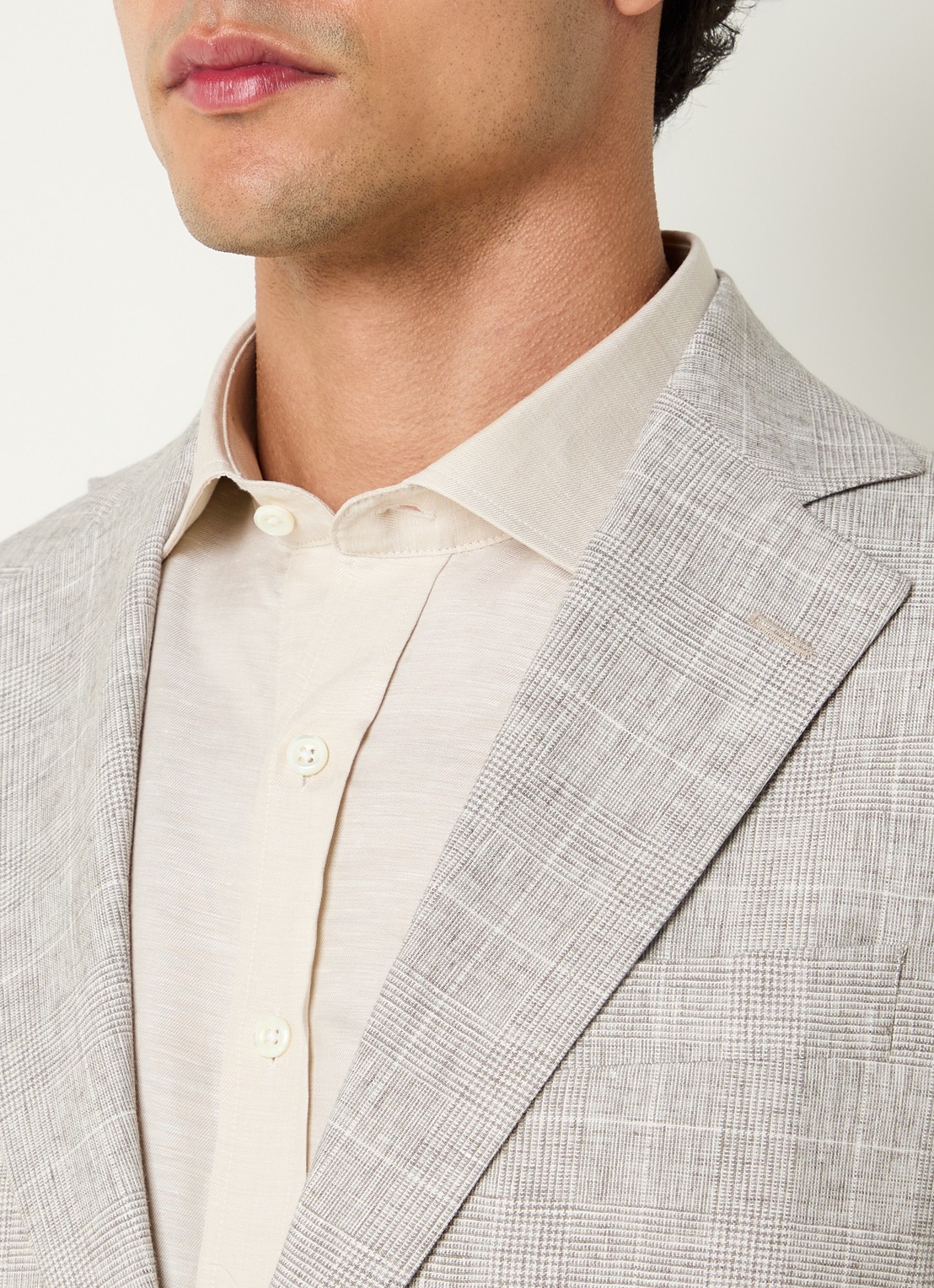 Oscar Jacobson Ferry colbert met ruitdessin en opgestikte zakken  - detail 7 beige