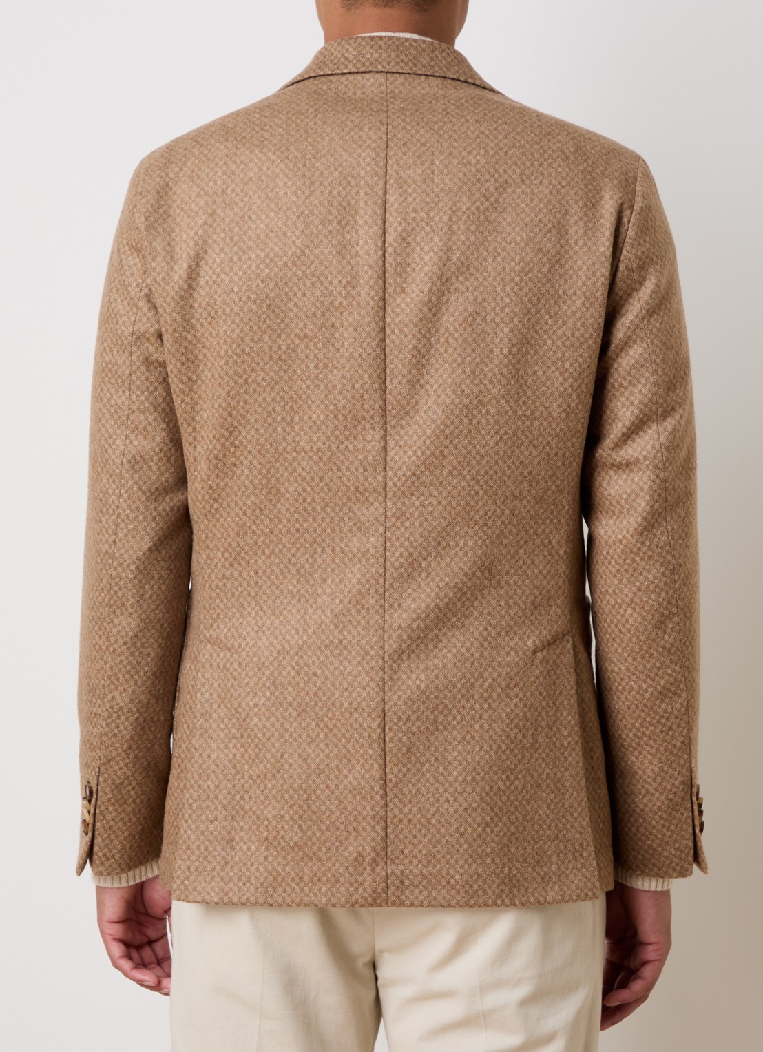 Oscar Jacobson Ferry regular fit colbert in wolblend met gemêleerd dessin - achterkant 3 beige
