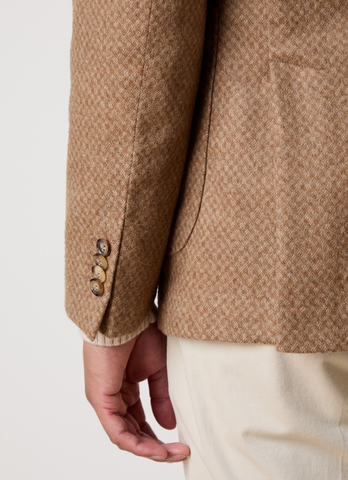 Oscar Jacobson Ferry regular fit colbert in wolblend met gemêleerd dessin - detail 6 beige
