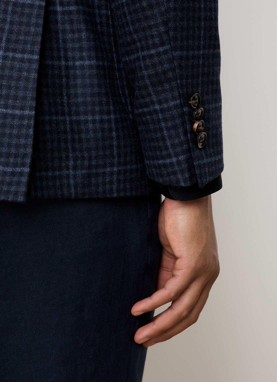 Oscar Jacobson Ferry regular fit colbert in wolblend met gemêleerd dessin - detail 6 donkerblauw
