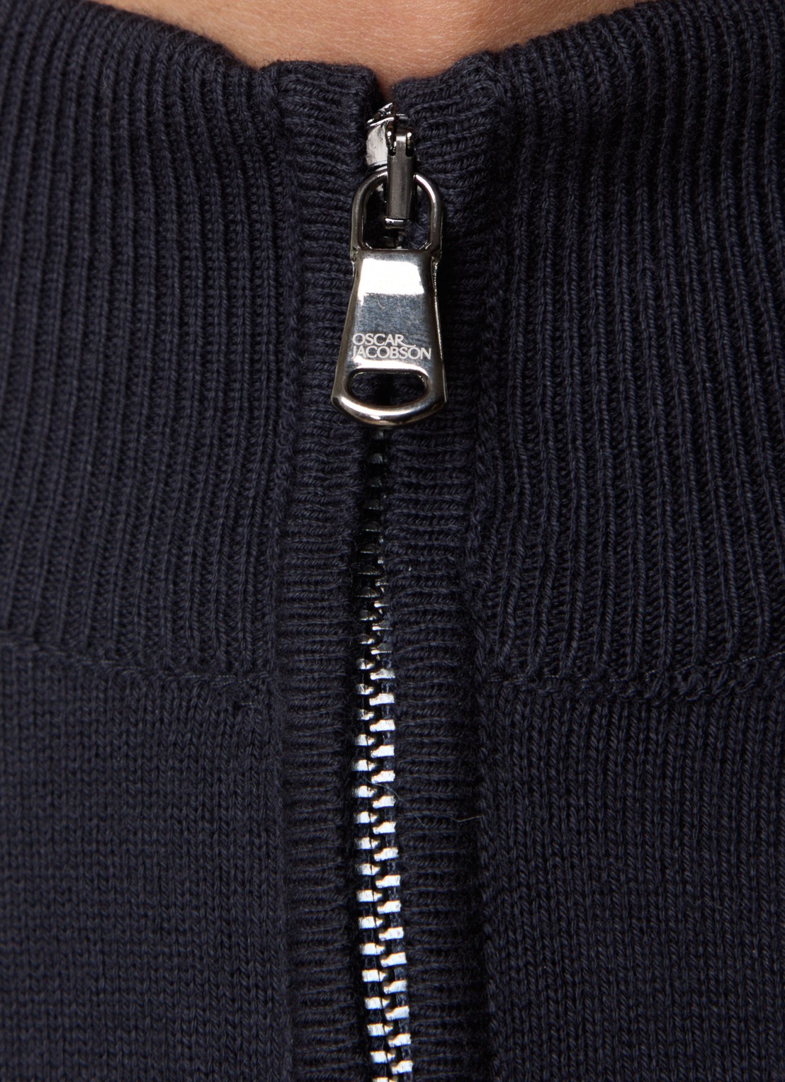 Oscar Jacobson Fijngebreide trui met halve rits - detail 5 donkerblauw