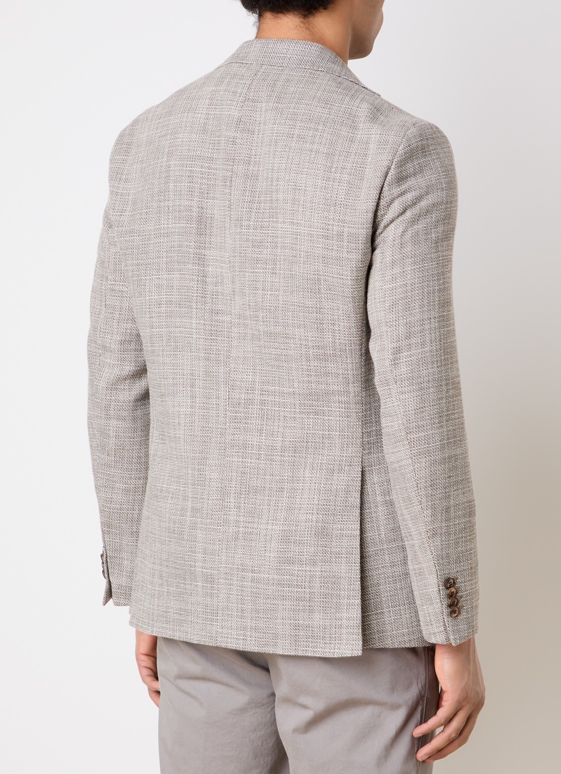 Oscar Jacobson Fogerty regular fit colbert met klepzakken - achterkant donkerbeige