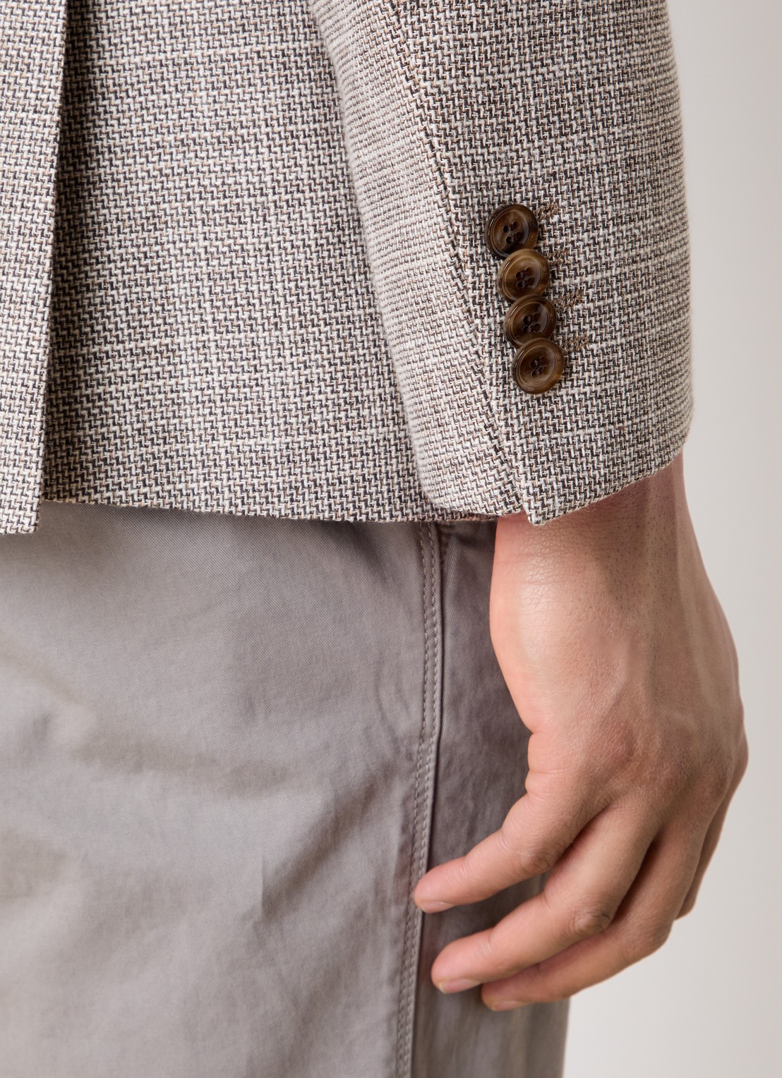 Oscar Jacobson Fogerty regular fit colbert met klepzakken - detail 4 donkerbeige