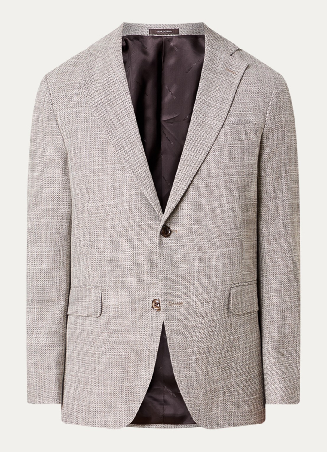 Oscar Jacobson Fogerty regular fit colbert met klepzakken - voorkant 5 donkerbeige