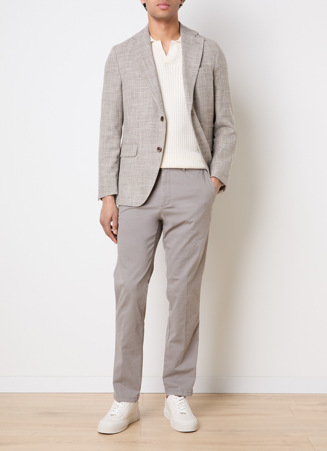 Oscar Jacobson Fogerty regular fit colbert met klepzakken - voorkant 6 donkerbeige