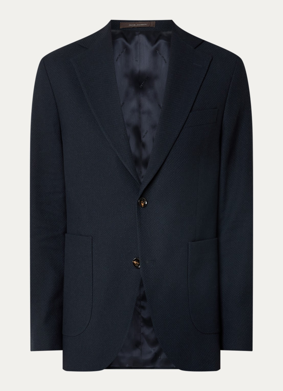 Oscar Jacobson Fogerty regular fit colbert met klepzakken - voorkant 2 donkerblauw