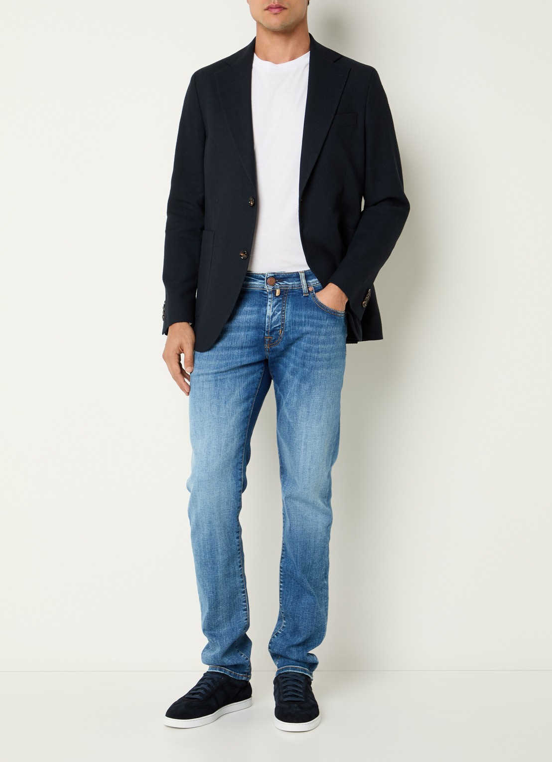 Oscar Jacobson Fogerty regular fit colbert met klepzakken - voorkant 3 donkerblauw