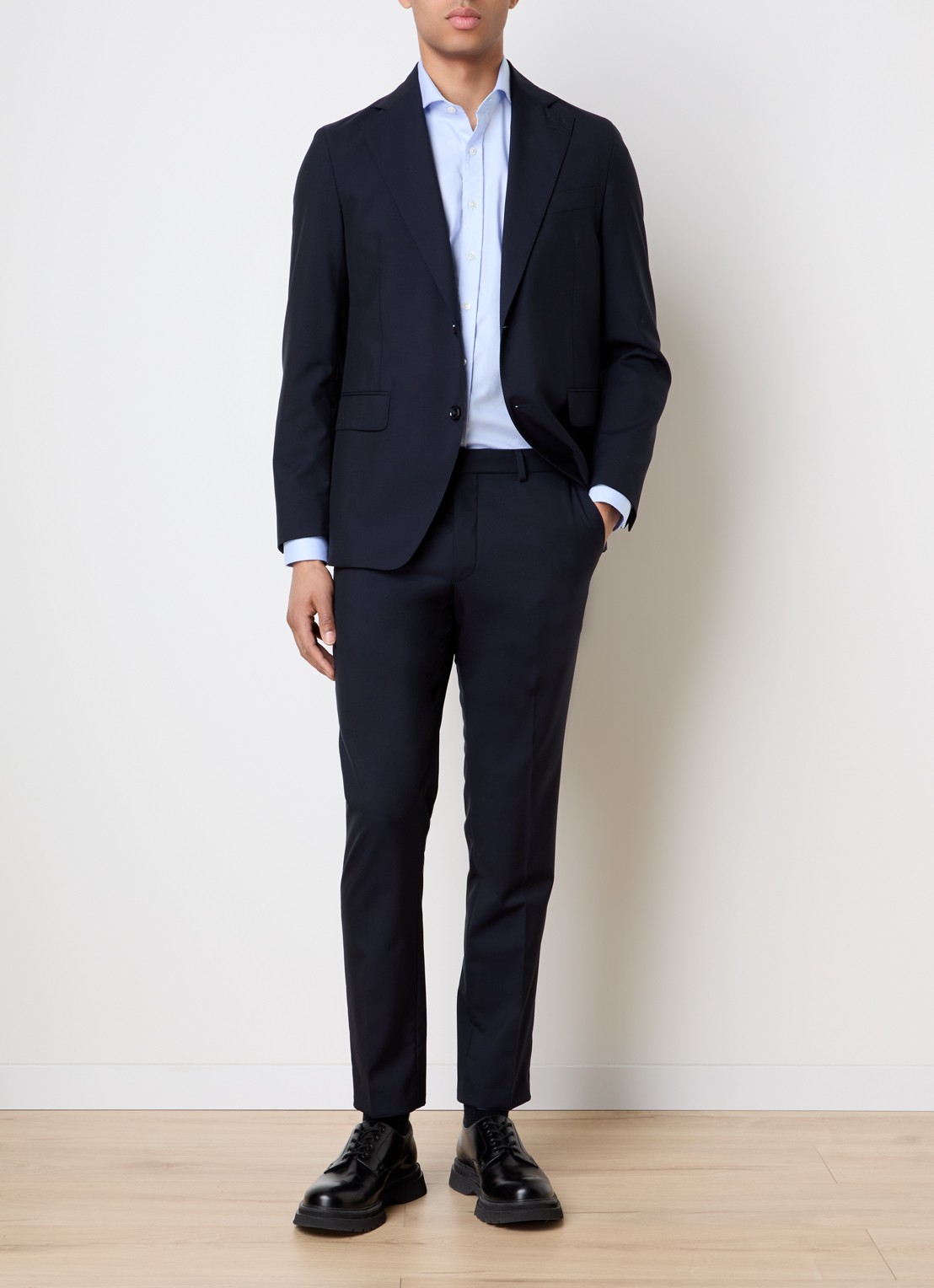 Oscar Jacobson Fogerty regular fit colbert met klepzakken - voorkant 8 donkerblauw