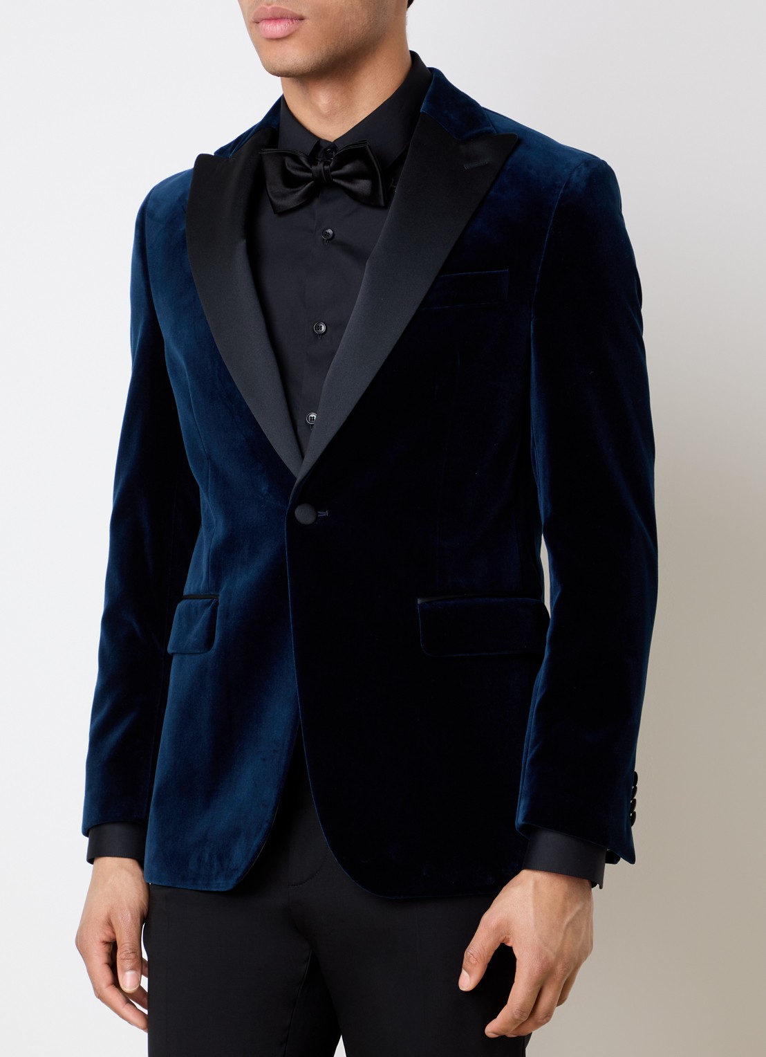 Oscar Jacobson Frampton regular fit colbert in wolblend met klepzakken - detail 2 donkerblauw