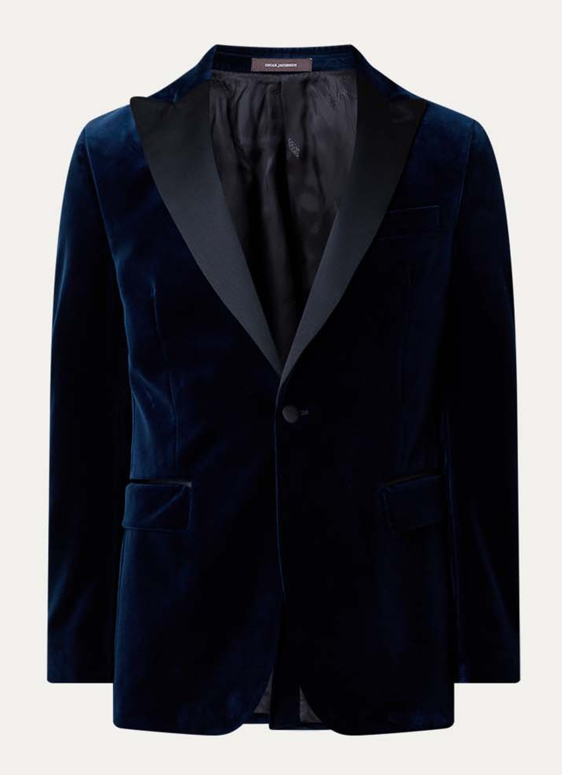 Oscar Jacobson Frampton regular fit colbert in wolblend met klepzakken - voorkant 7 donkerblauw
