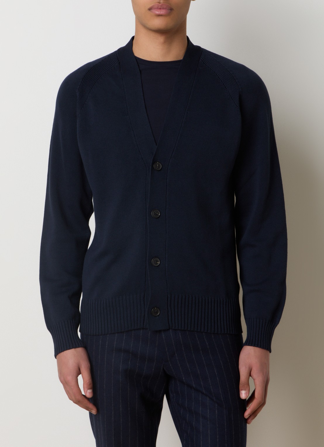 Oscar Jacobson Hover fijngebreid vest met stretch - detail 3 donkerblauw