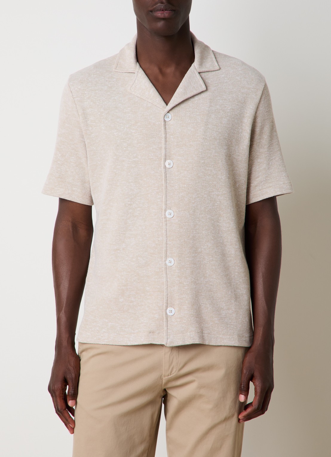 Oscar Jacobson Konrad regular fit overhemd in linnenblend - detail 3 beige