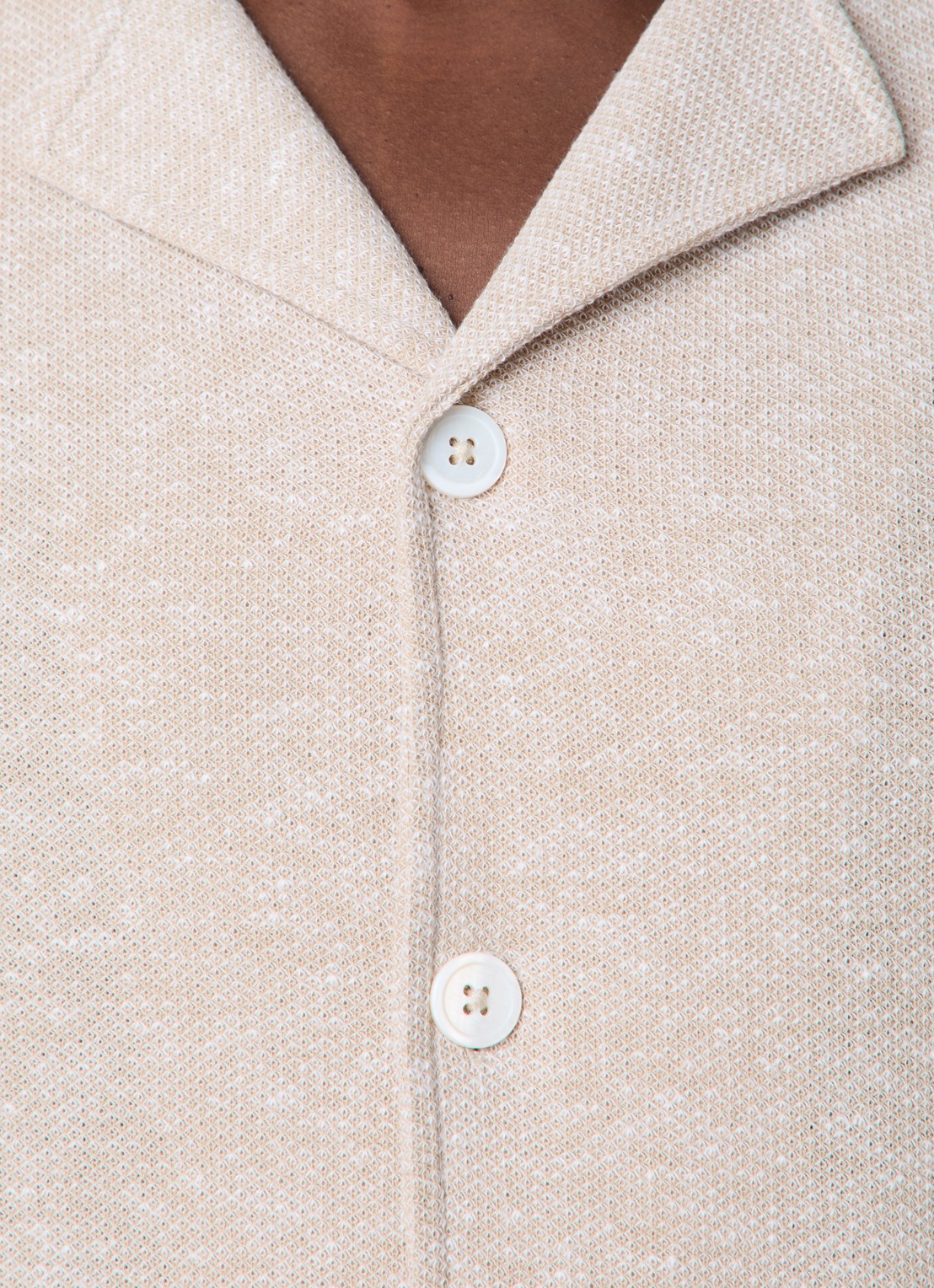 Oscar Jacobson Konrad regular fit overhemd in linnenblend - detail 4 beige