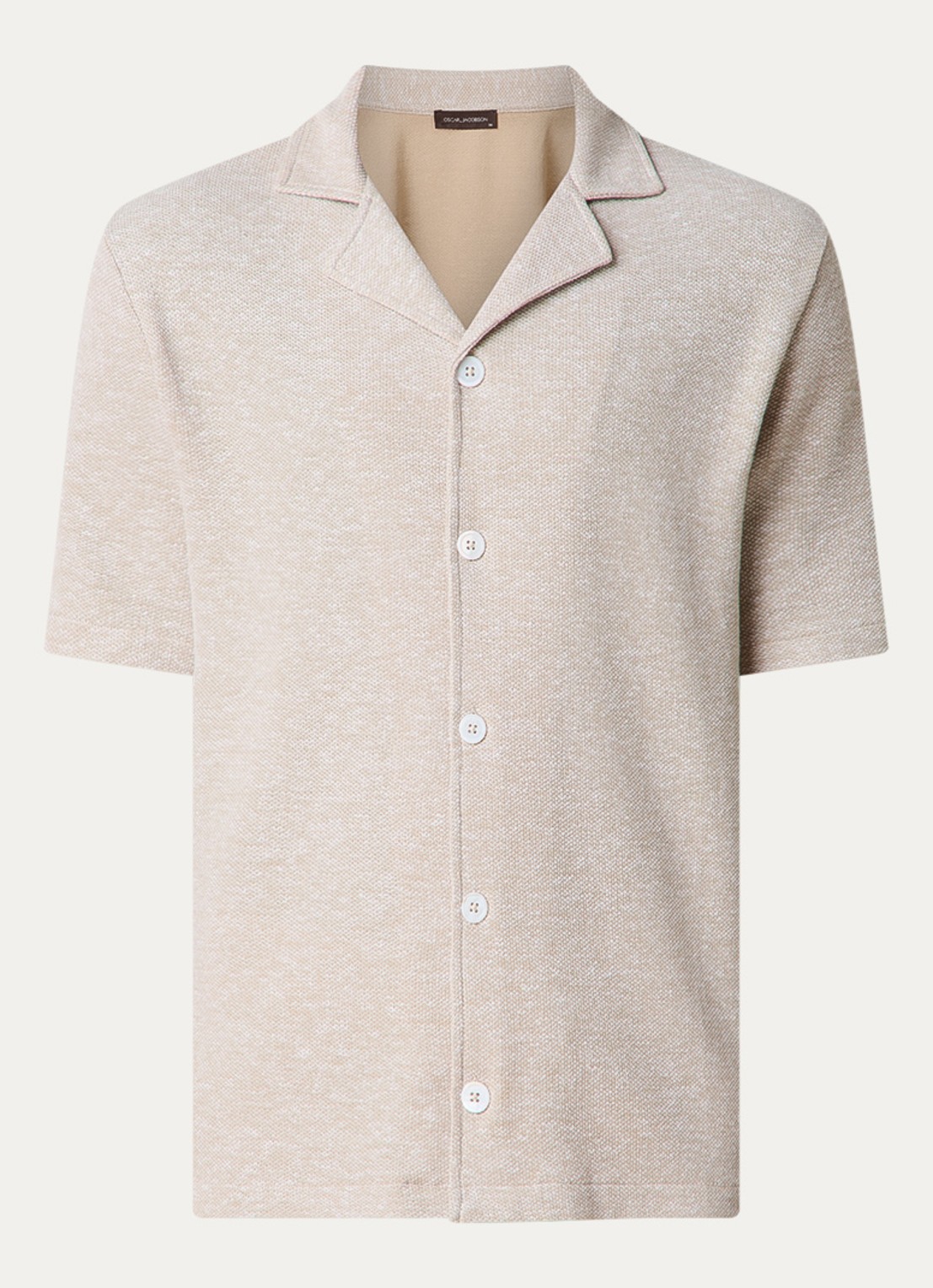 Oscar Jacobson Konrad regular fit overhemd in linnenblend - voorkant beige