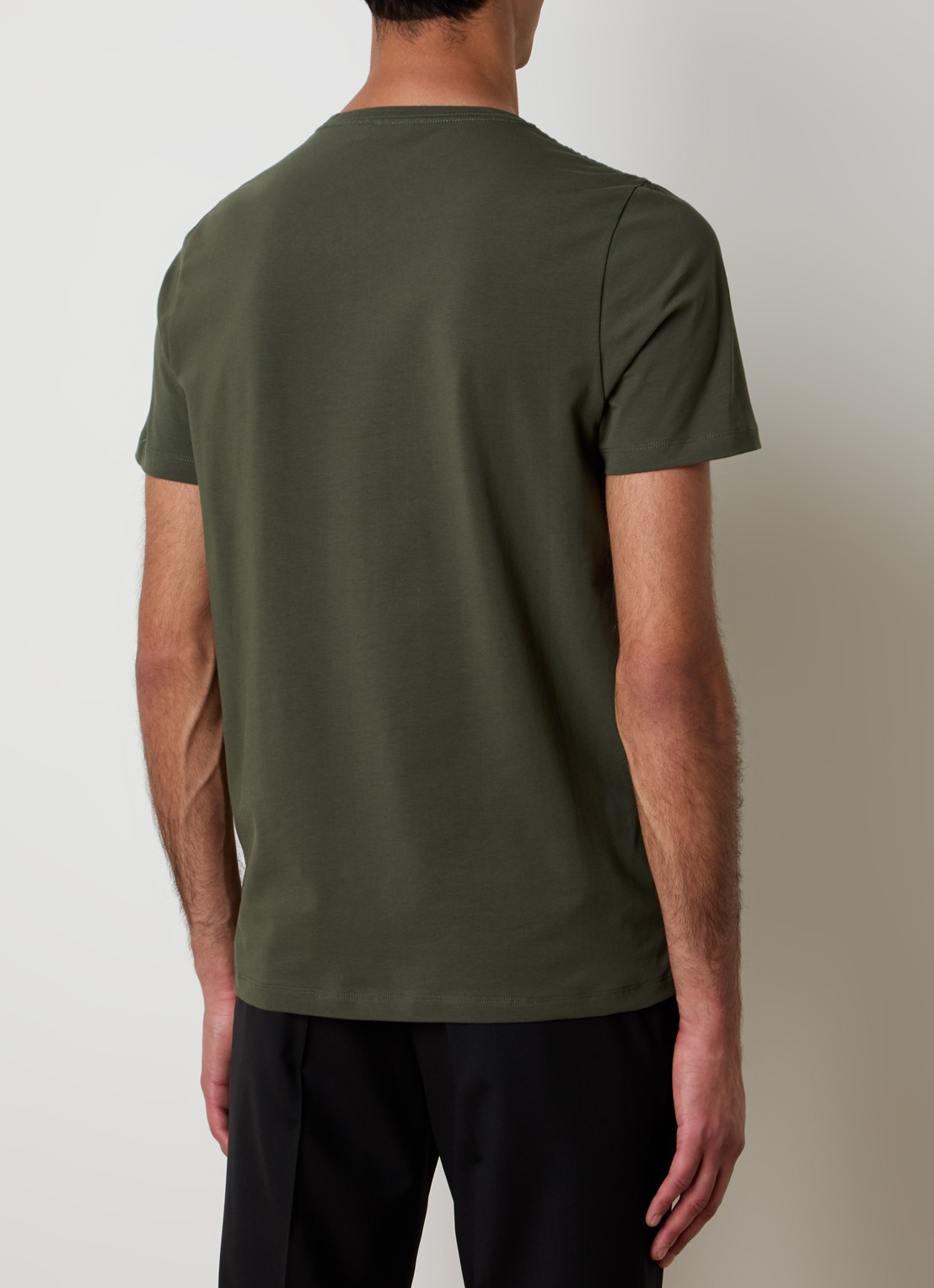 Oscar Jacobson Kyran T-shirt met stretch - achterkant 5 olijfgroen