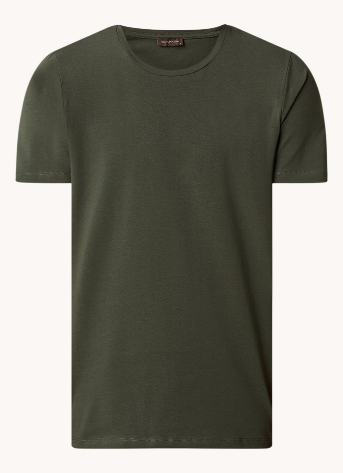 Oscar Jacobson Kyran T-shirt met stretch - voorkant 3 olijfgroen