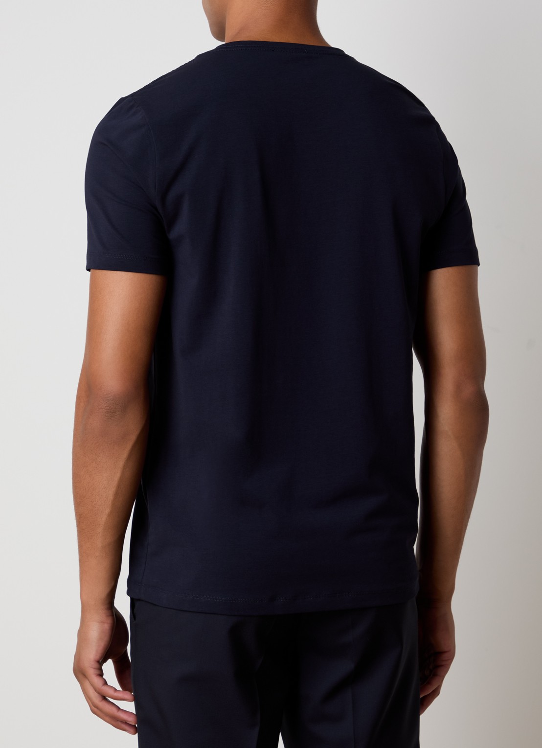 Oscar Jacobson Kyran T-shirt met stretch - achterkant donkerblauw
