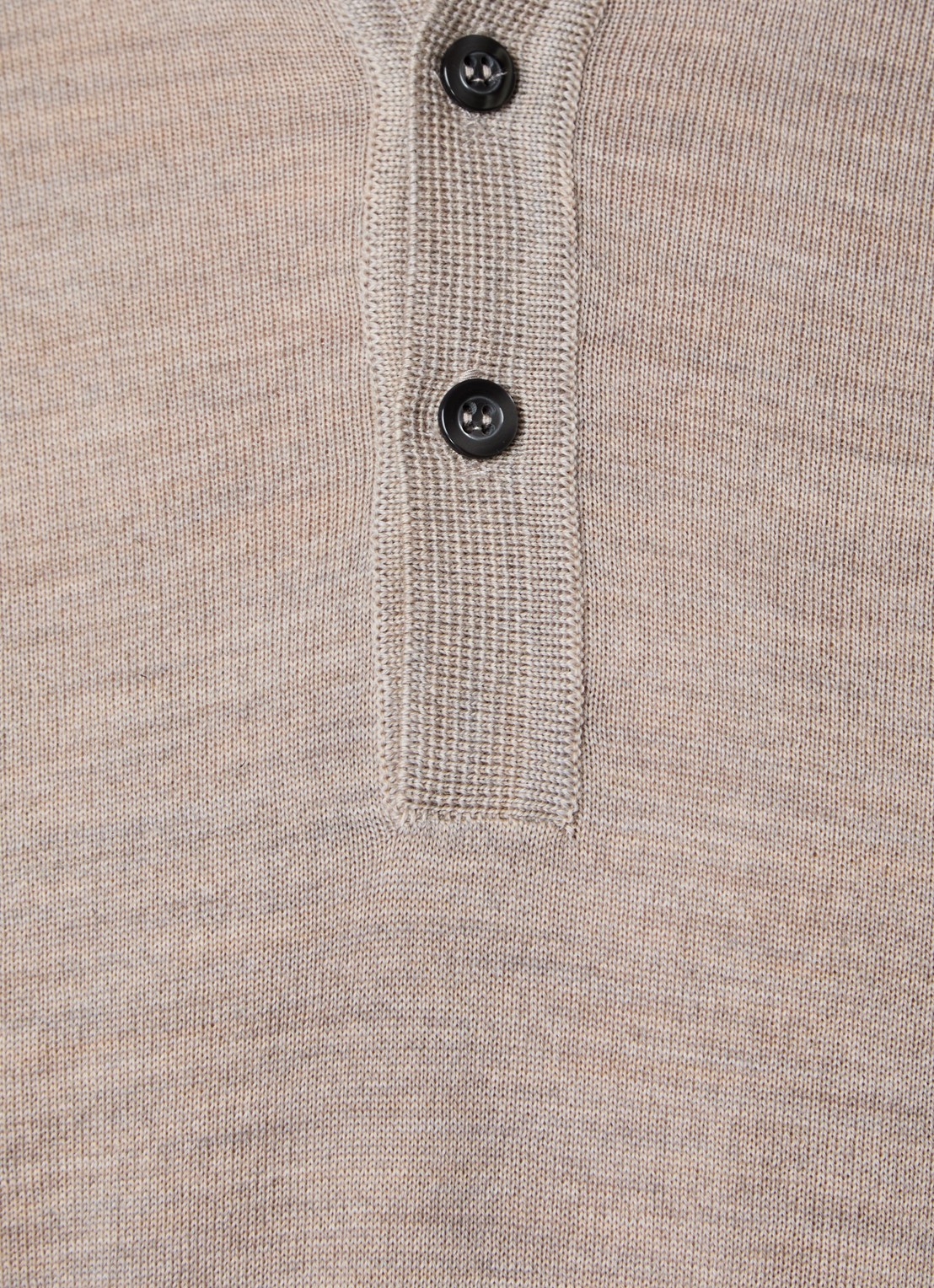 Oscar Jacobson Melvin fijngebreide regular fit polo van wol - detail 5 donkerbeige