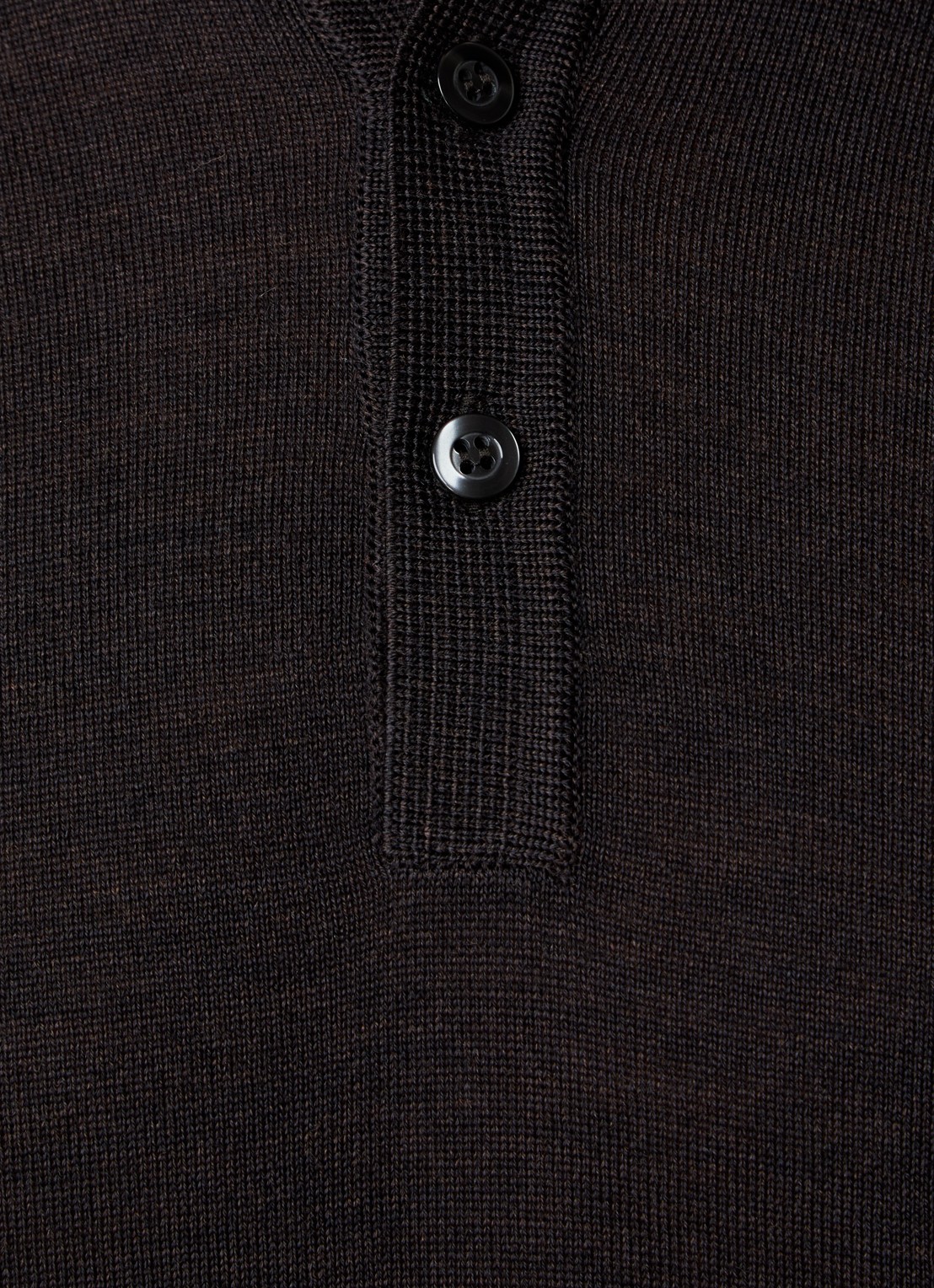 Oscar Jacobson Melvin fijngebreide regular fit polo van wol - detail 3 donkerbruin