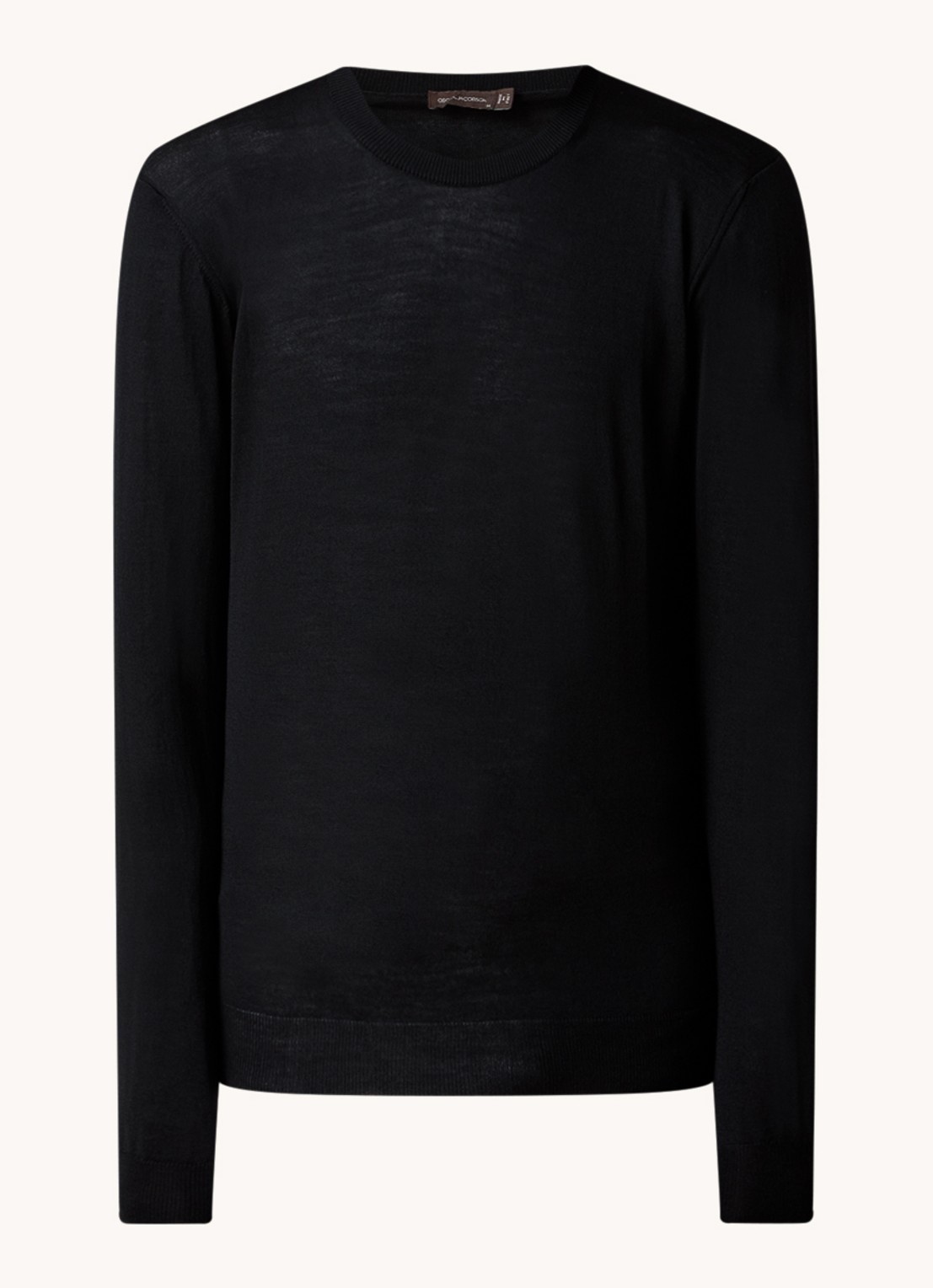 Oscar Jacobson Miguel fijngebreide pullover van scheerwol - voorkant zwart