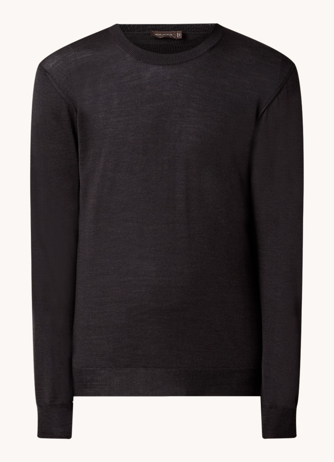 Oscar Jacobson Miguel fijngebreide pullover van scheerwol - voorkant 3 donkerbruin