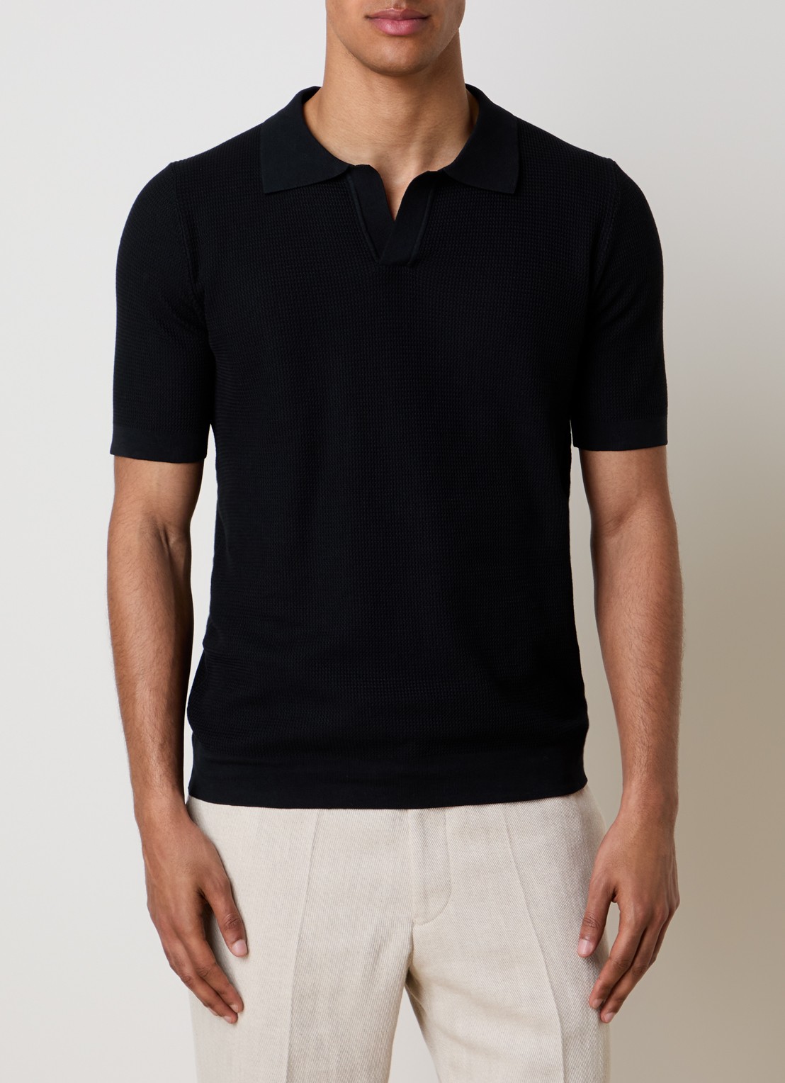 Oscar Jacobson Patrick regular fit polo - detail 3 zwart