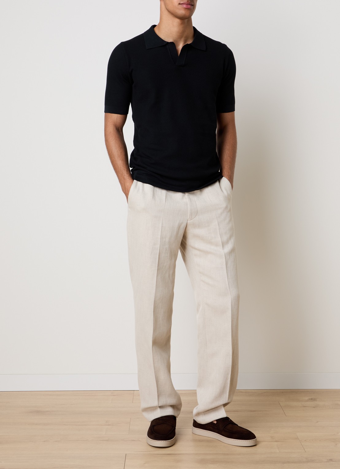 Oscar Jacobson Patrick regular fit polo - voorkant 2 zwart