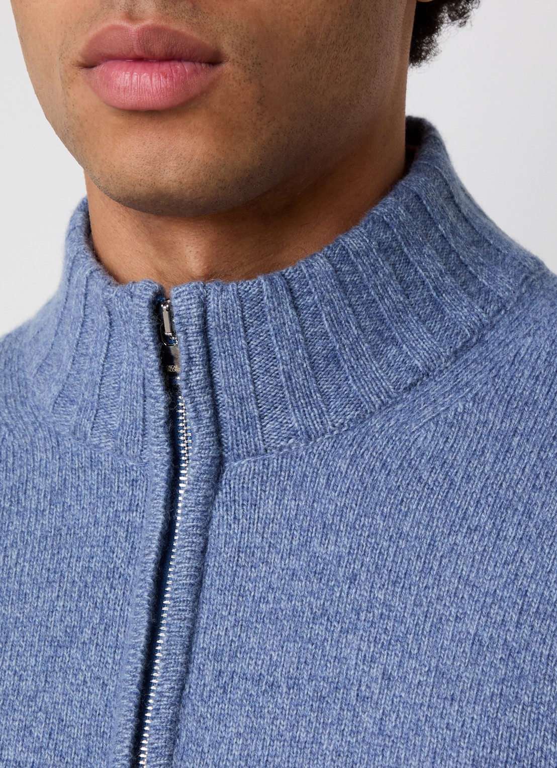 Oscar Jacobson Paul fijngebreide trui in kasjmierblend met halve rits - detail 5 donkerblauw