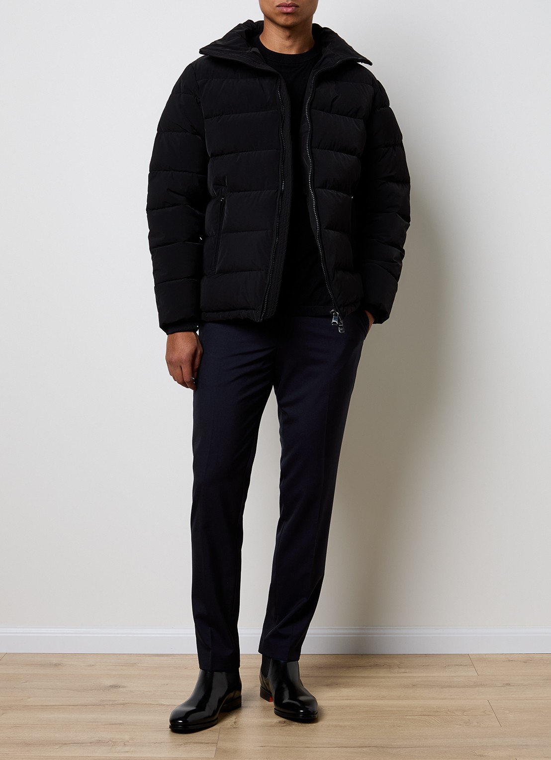 Oscar Jacobson Puffer jack met afneembare capuchon - voorkant 5 zwart