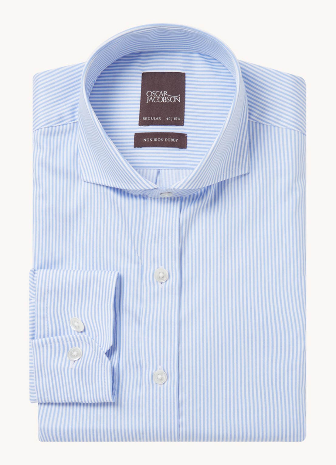 Oscar Jacobson Regular fit overhemd met gestreepte print - voorkant 2 lichtblauw