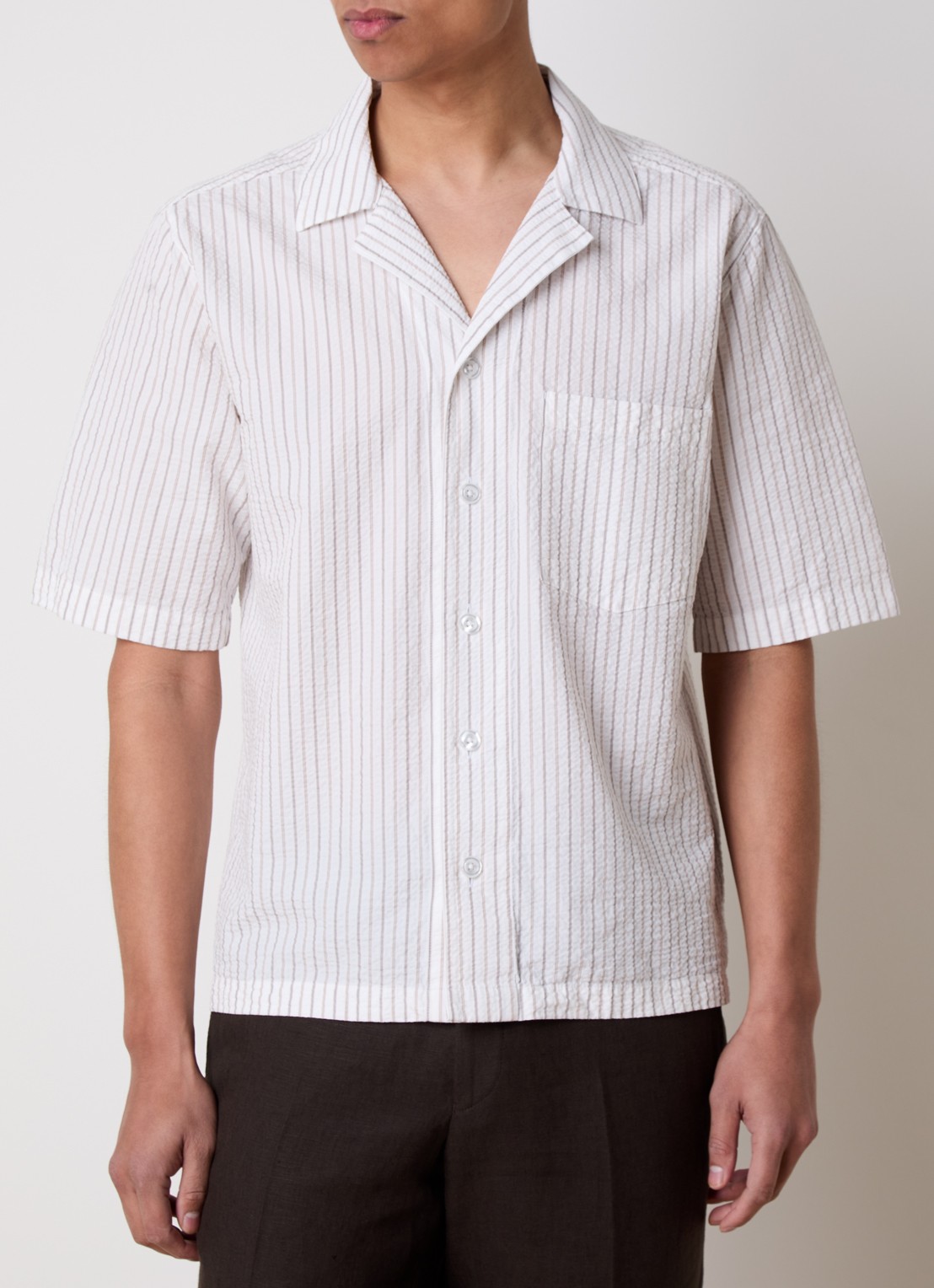 Oscar Jacobson Regular fit overhemd met streepprint en borstzak - detail 4 wit
