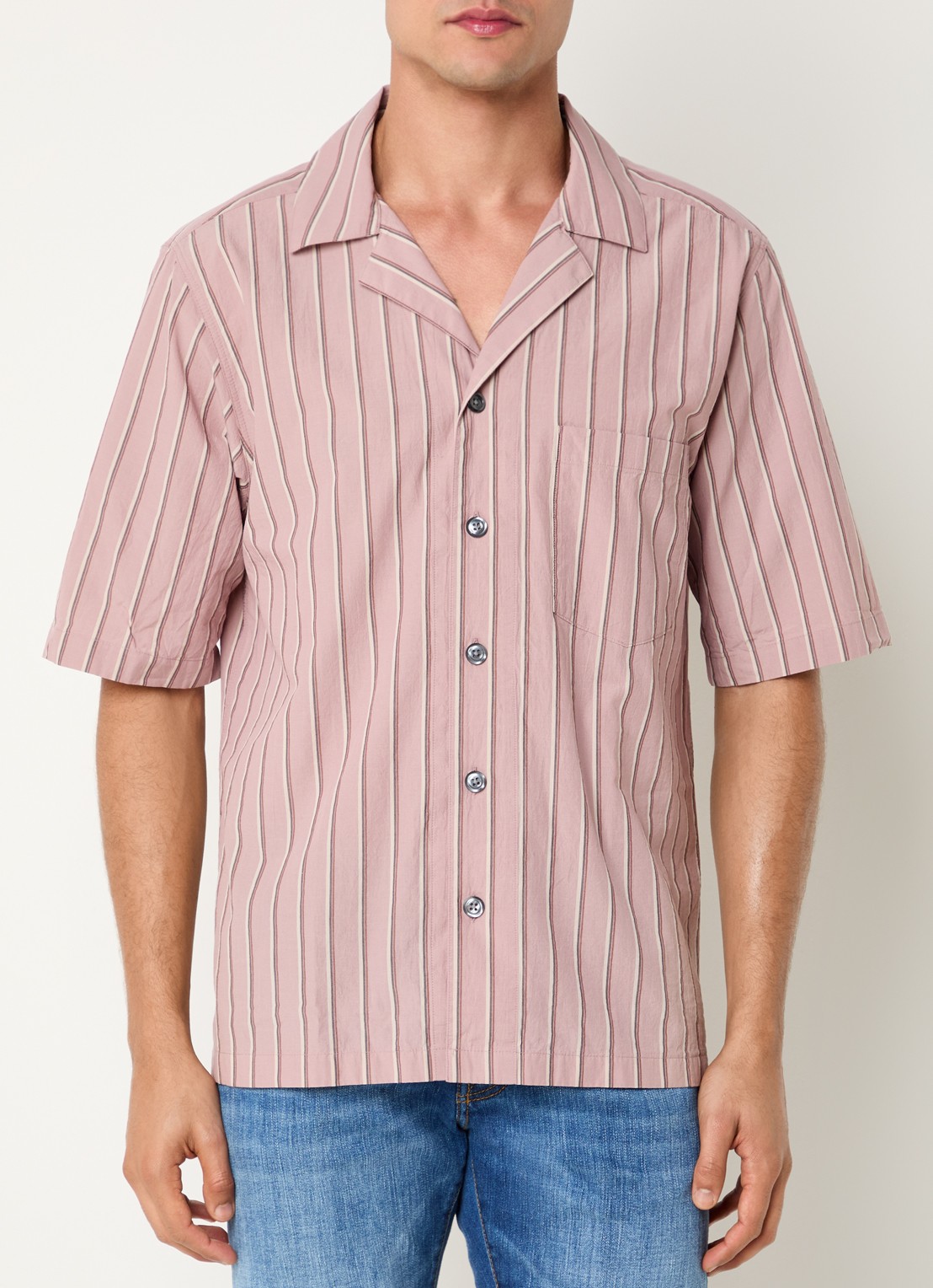 Oscar Jacobson Regular fit overhemd met streepprint en borstzak - detail 4 oudroze