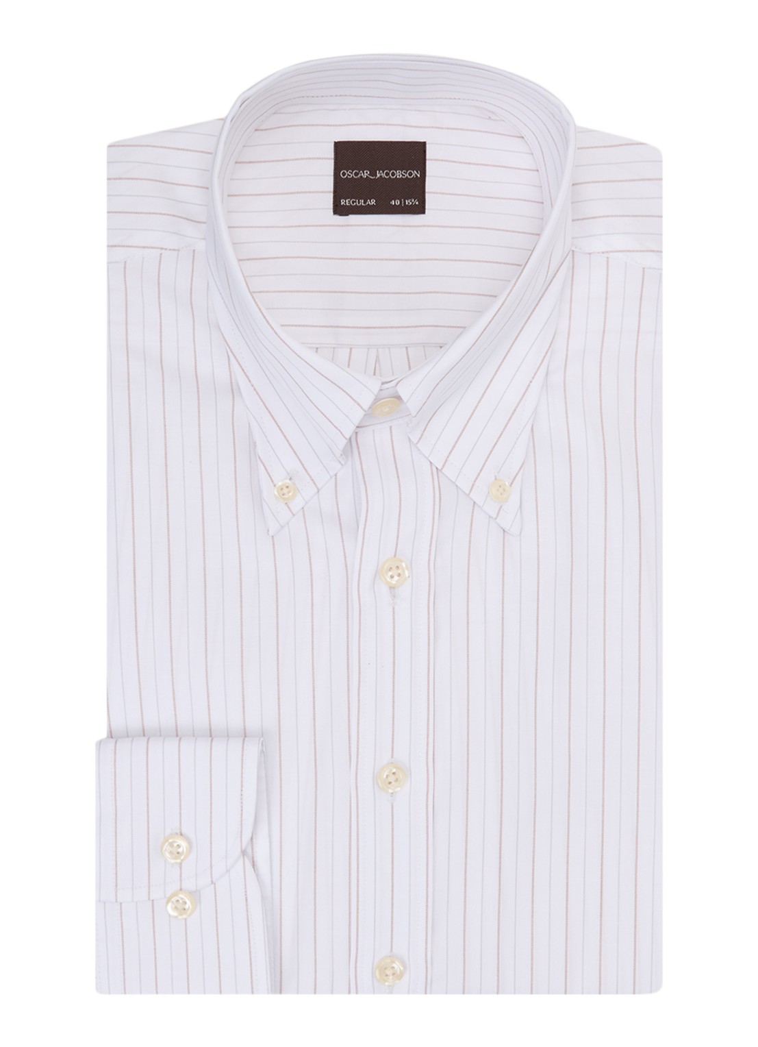 Oscar Jacobson Regular fit overhemd met streepprint - voorkant 2 wit